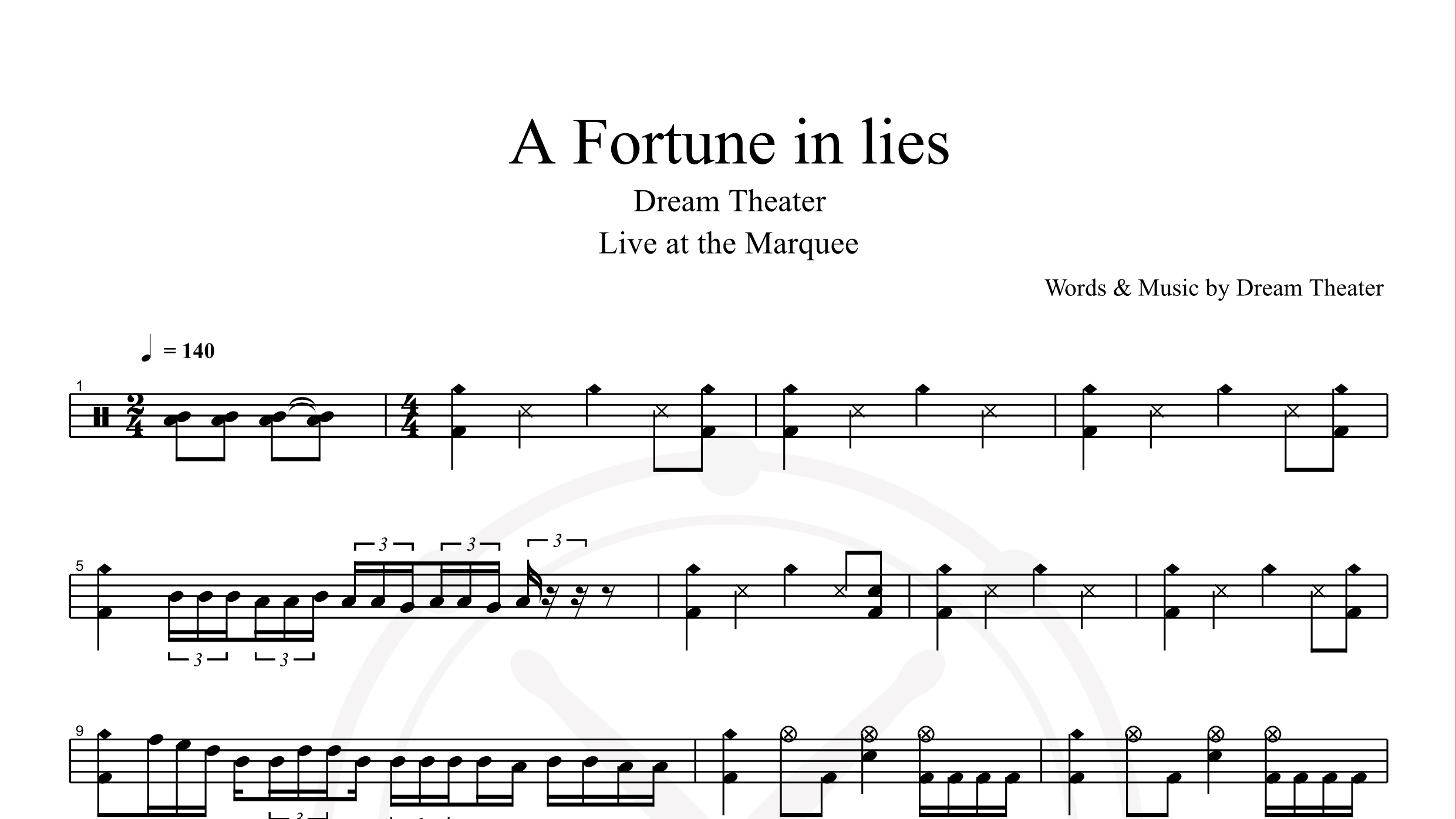 Dream Theater – A Fortune In Lies鼓谱