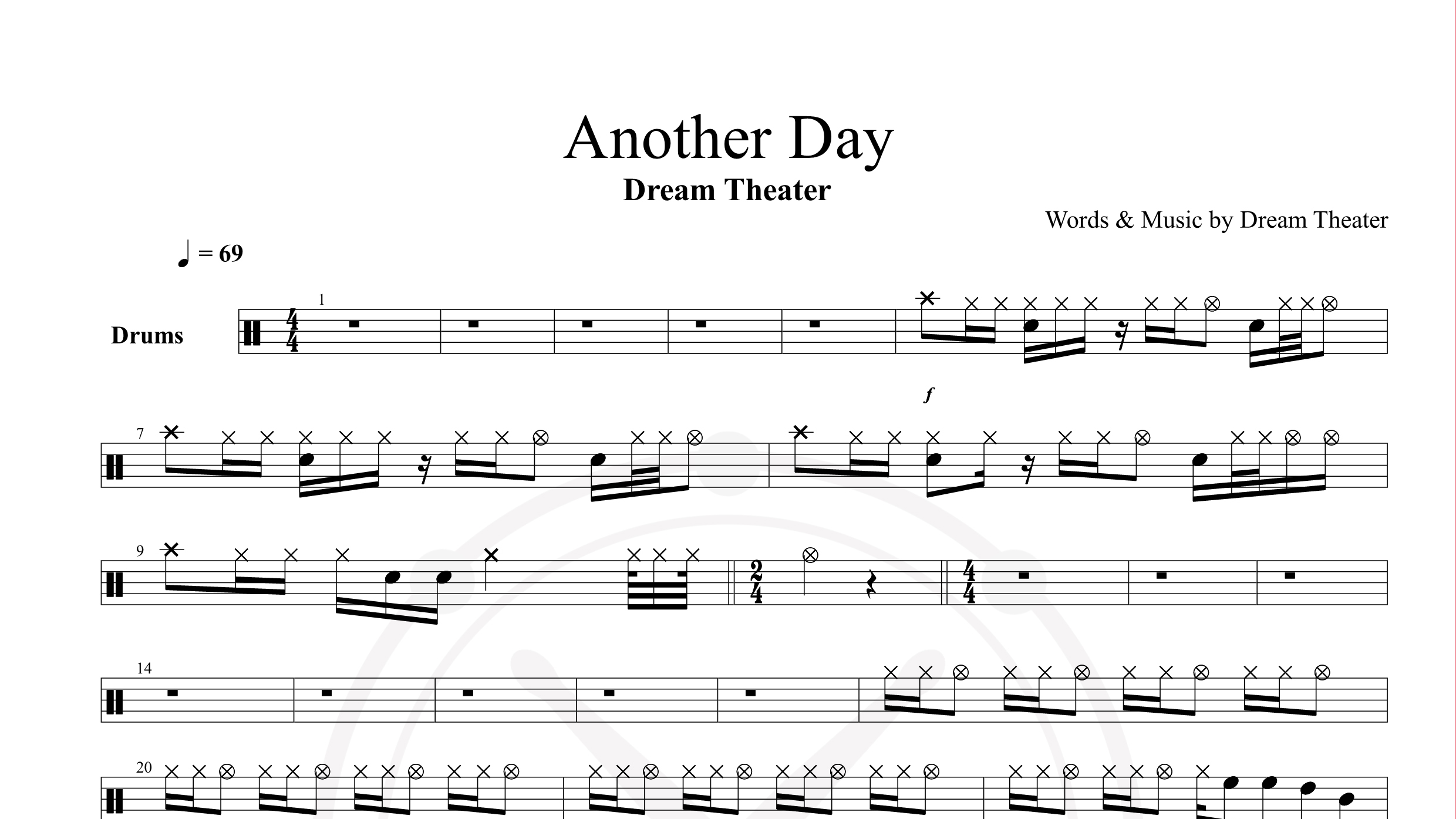 Dream Theater – Another Day鼓谱