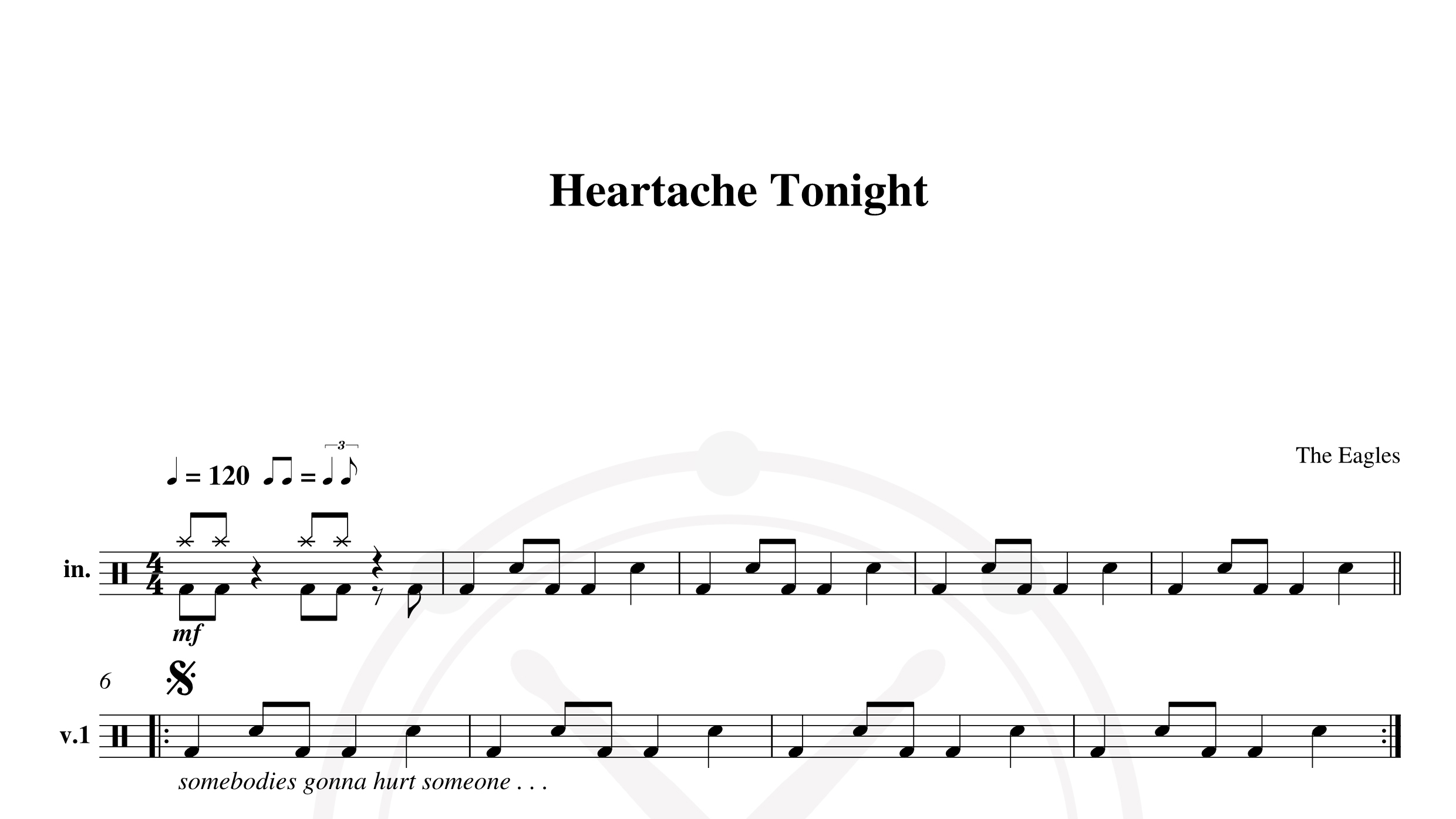 Eagles – Heartache tonight鼓谱