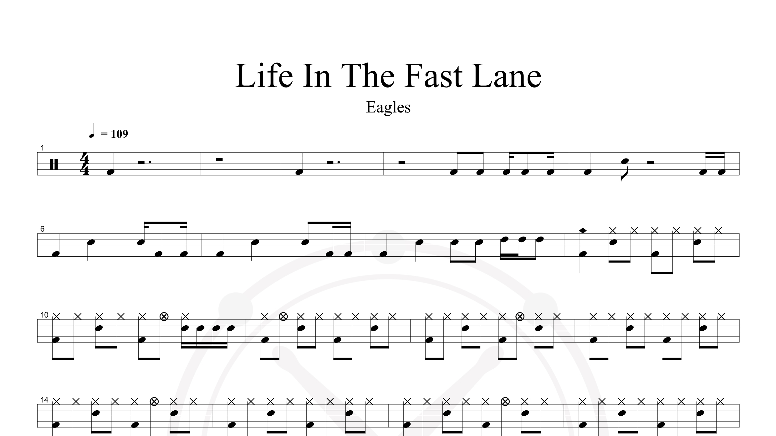 Eagles – Life In The Fast Lane鼓谱