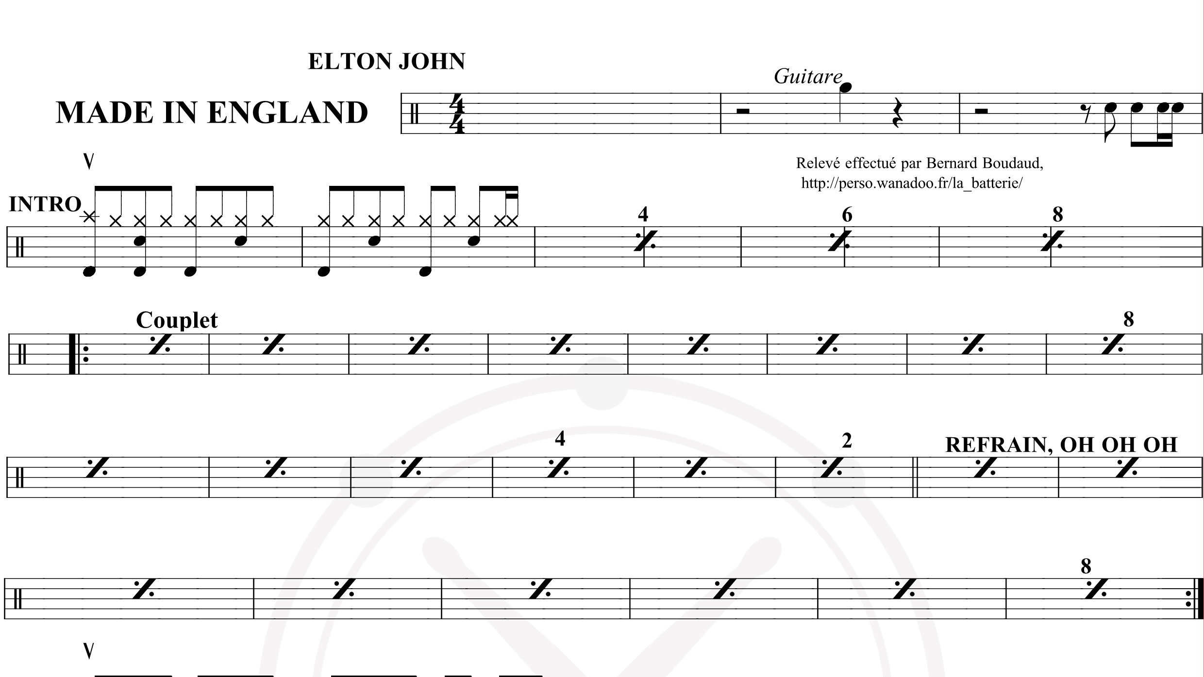 Elton John – Made In England鼓谱