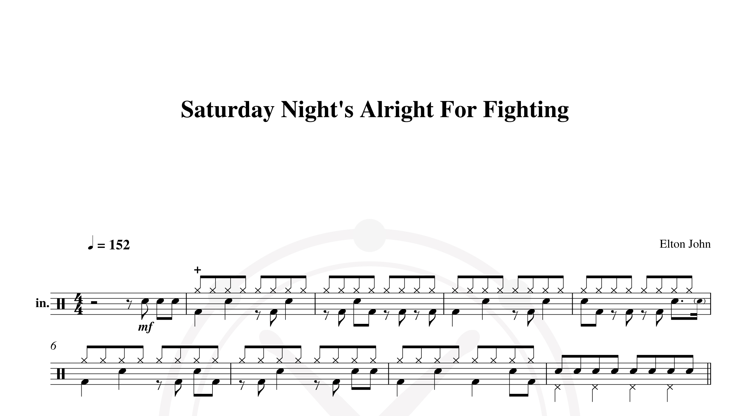 Elton John – saturday nights alright for fighting鼓谱