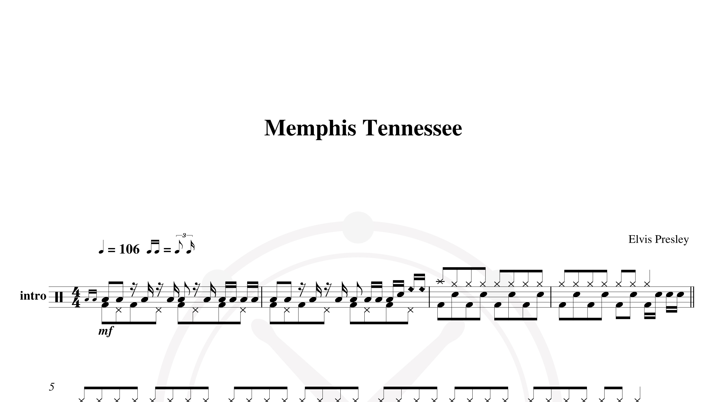 Elvis Presley – memphis tennessee鼓谱