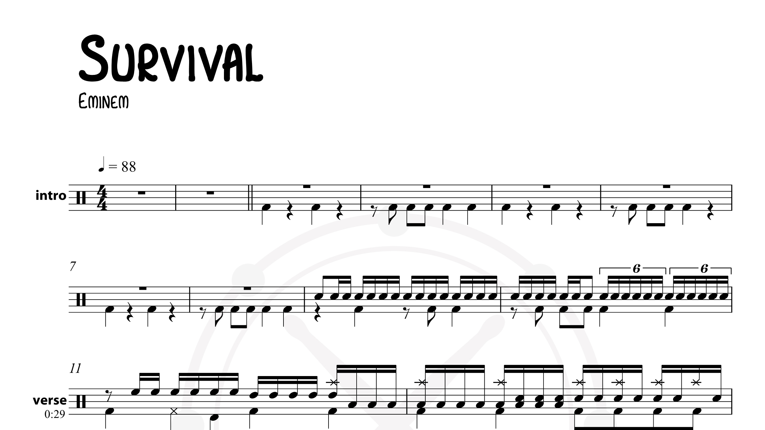 Eminem – Survival鼓谱