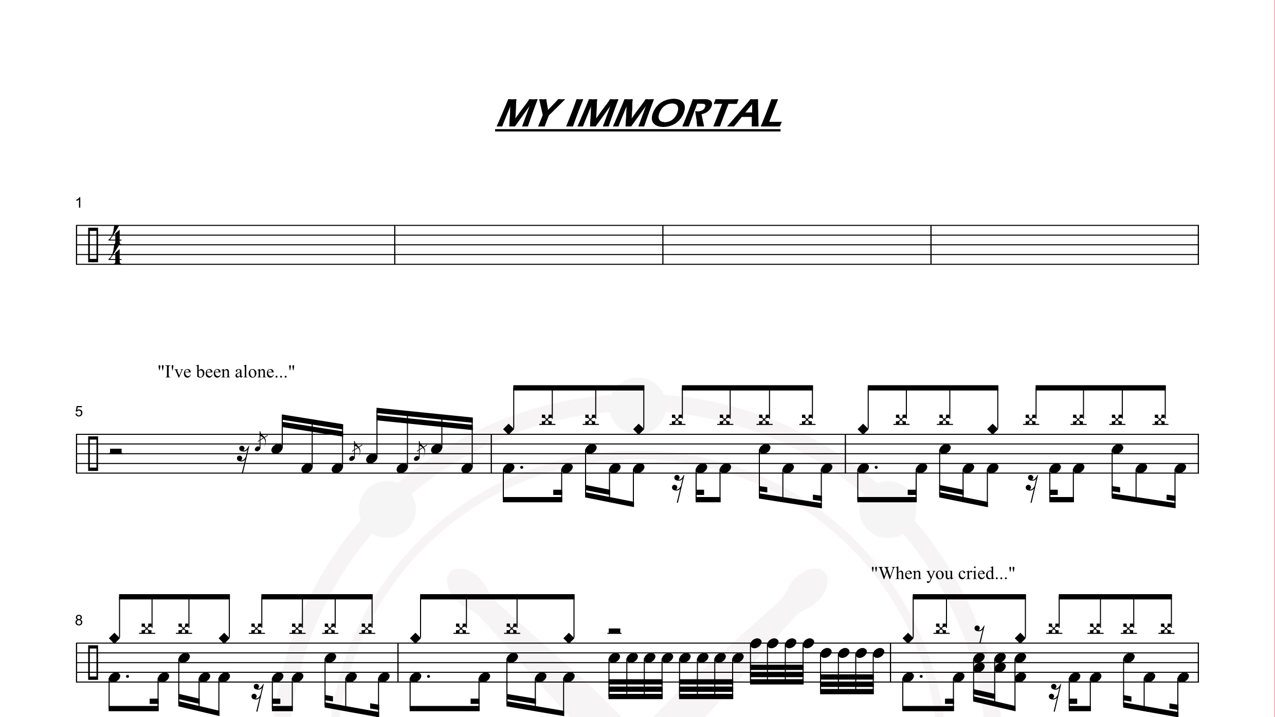 Evanescence – My Immortal鼓谱