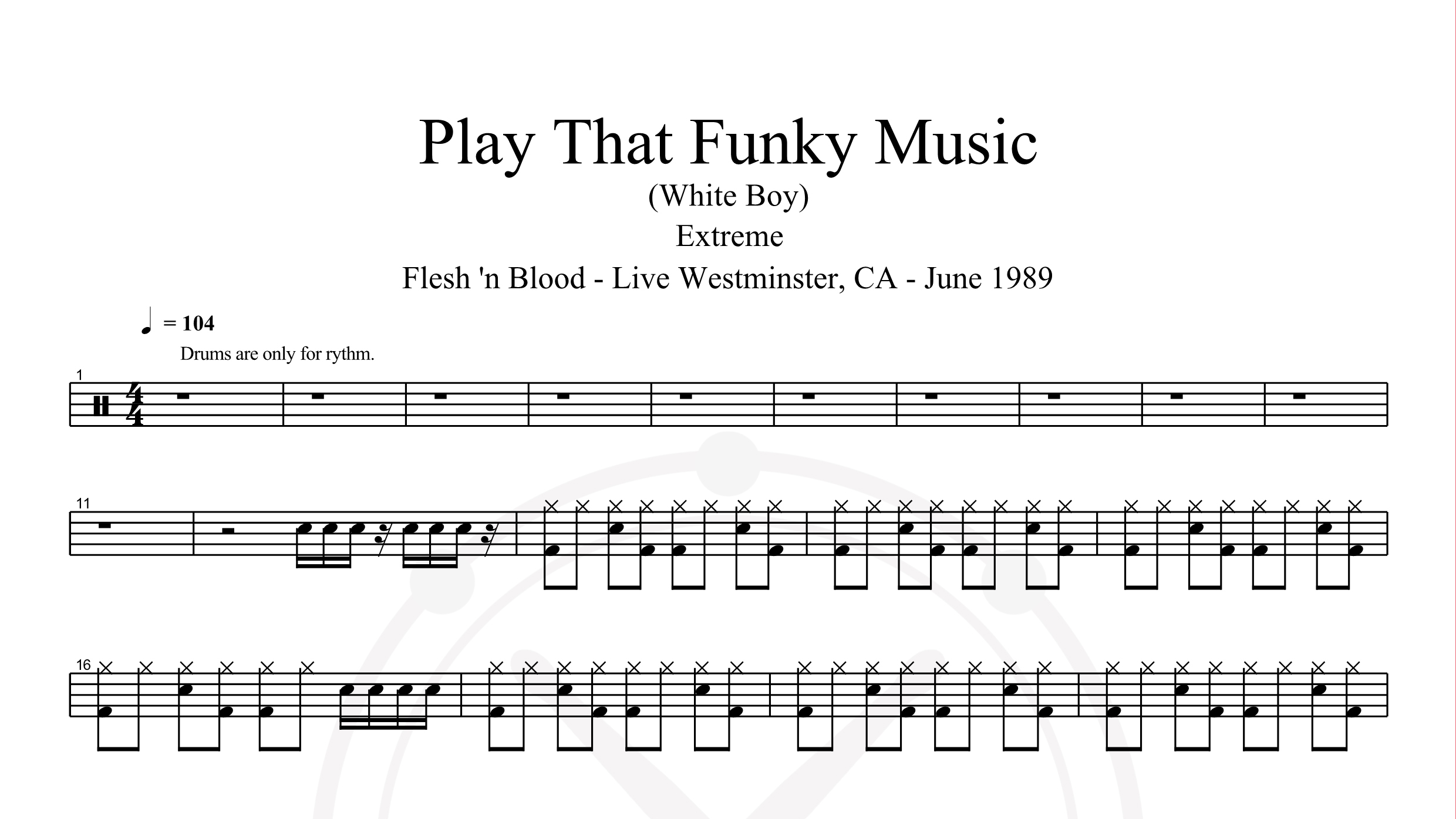 Extreme – Play That Funky Music鼓谱