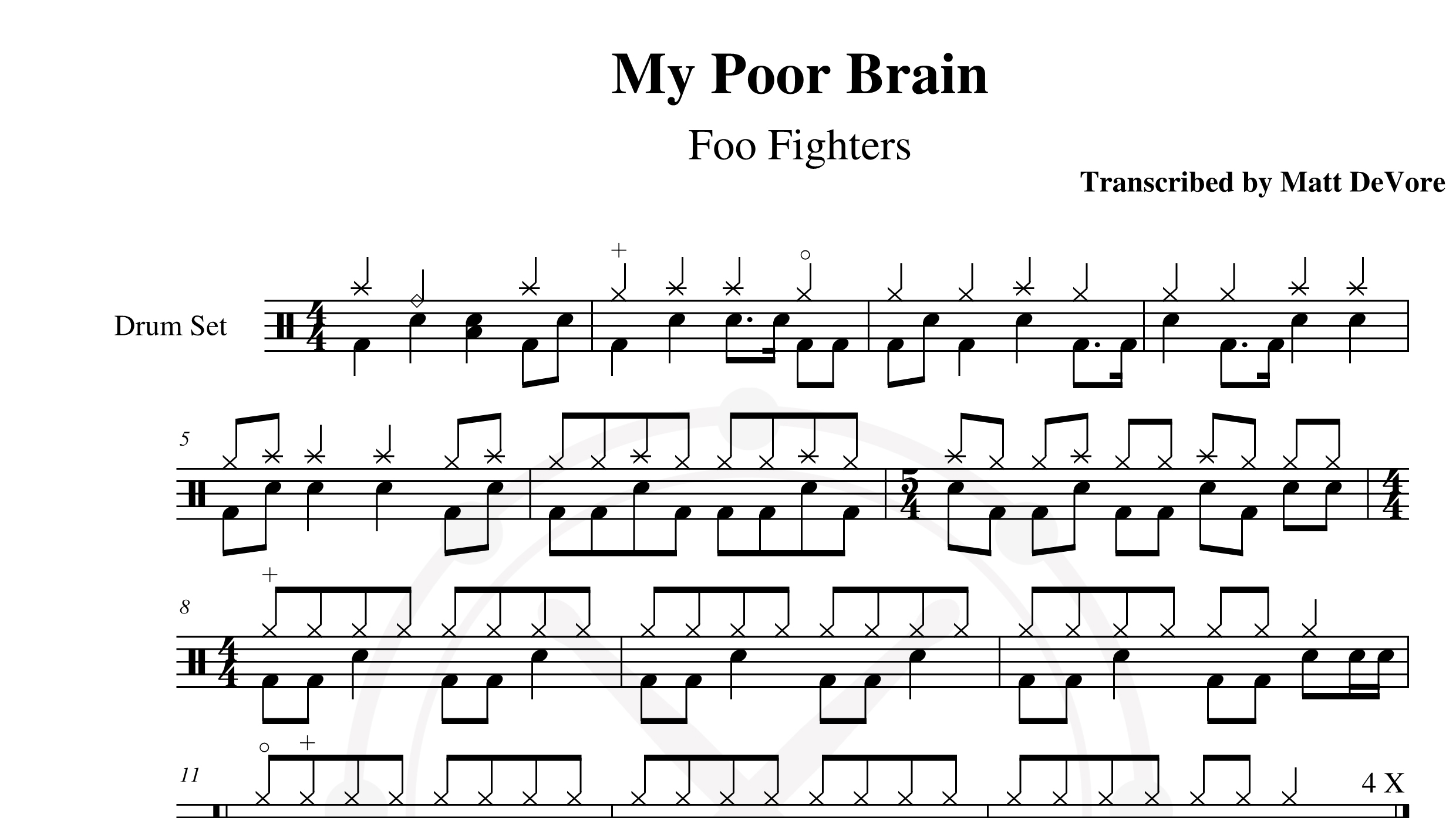 FOO FIGHTERS – MY POOR BRAIN鼓谱