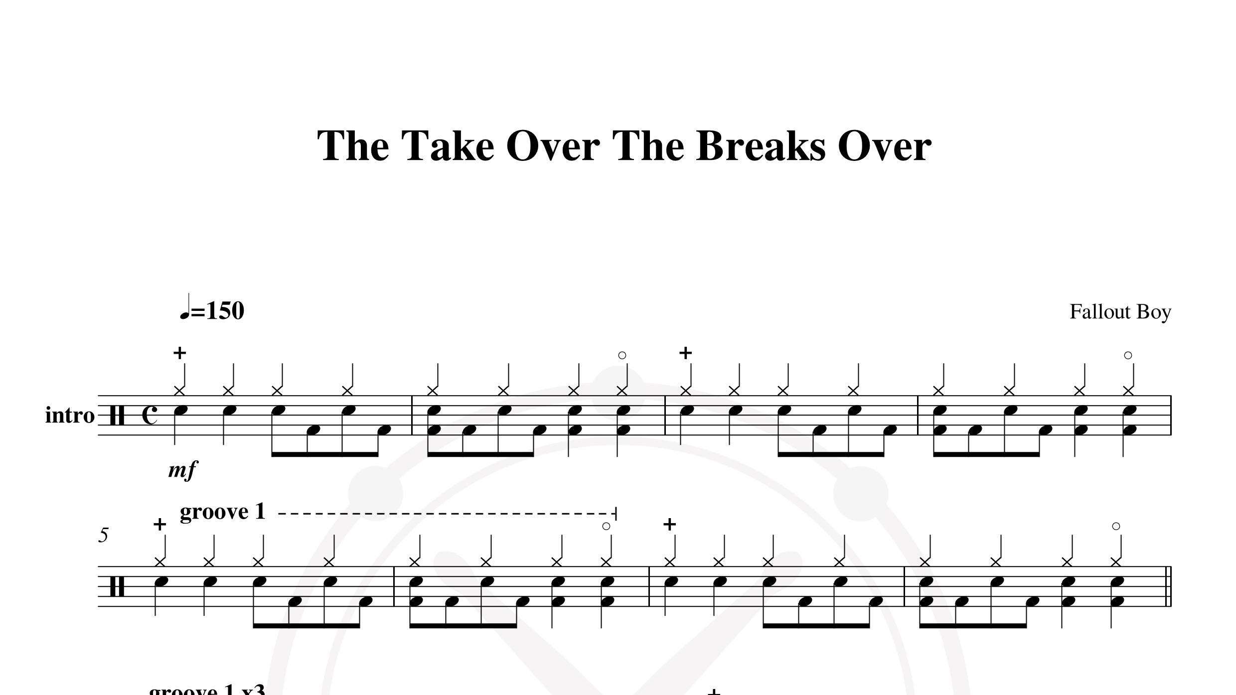 Fallout Boy – the take over鼓谱