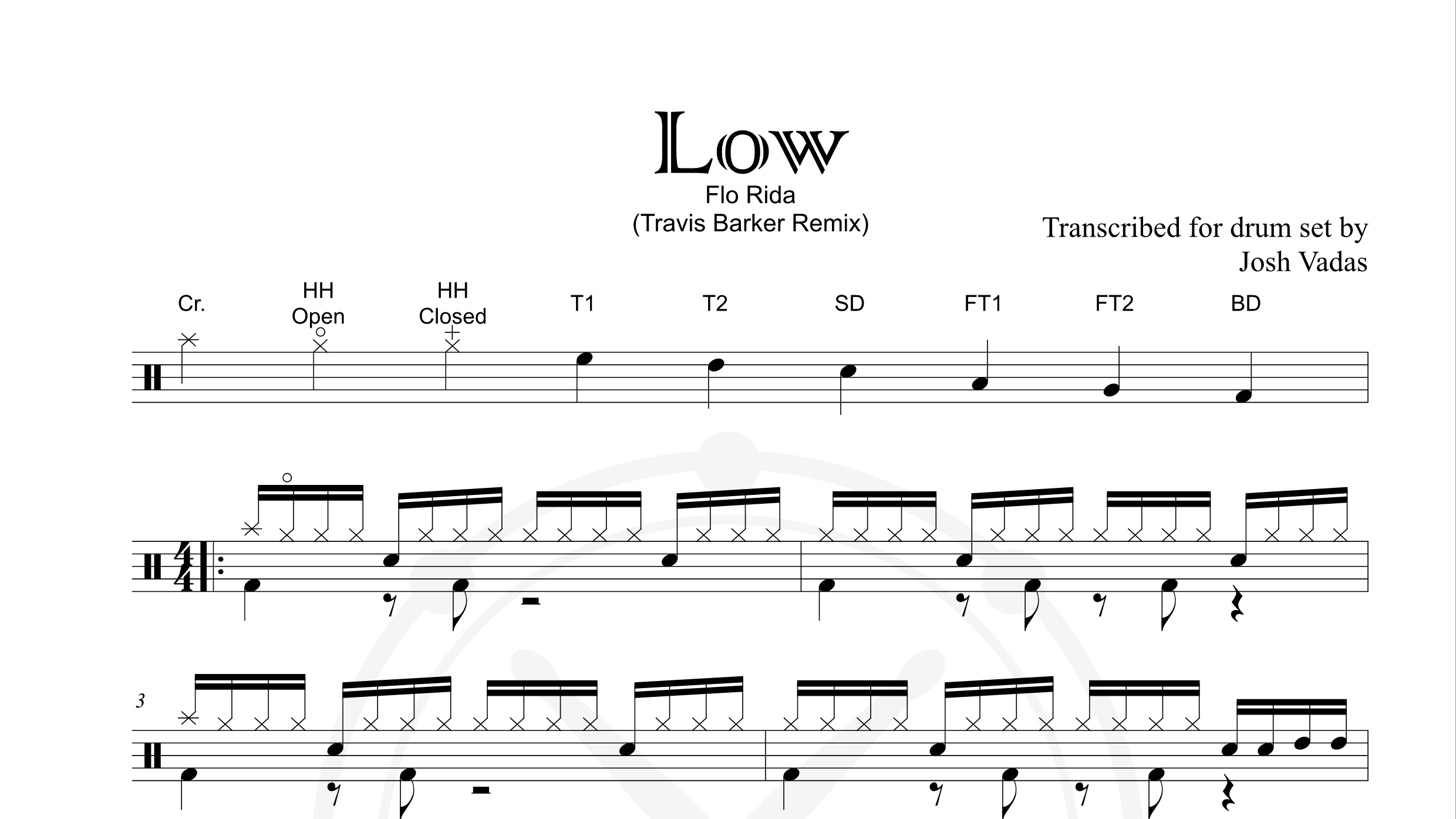 Flo rida – low2鼓谱