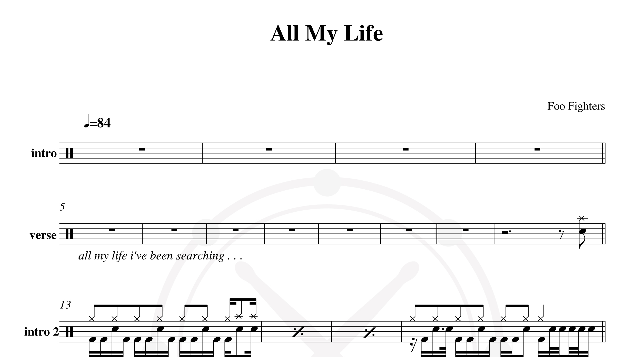 Foo Fighters – All My Life鼓谱