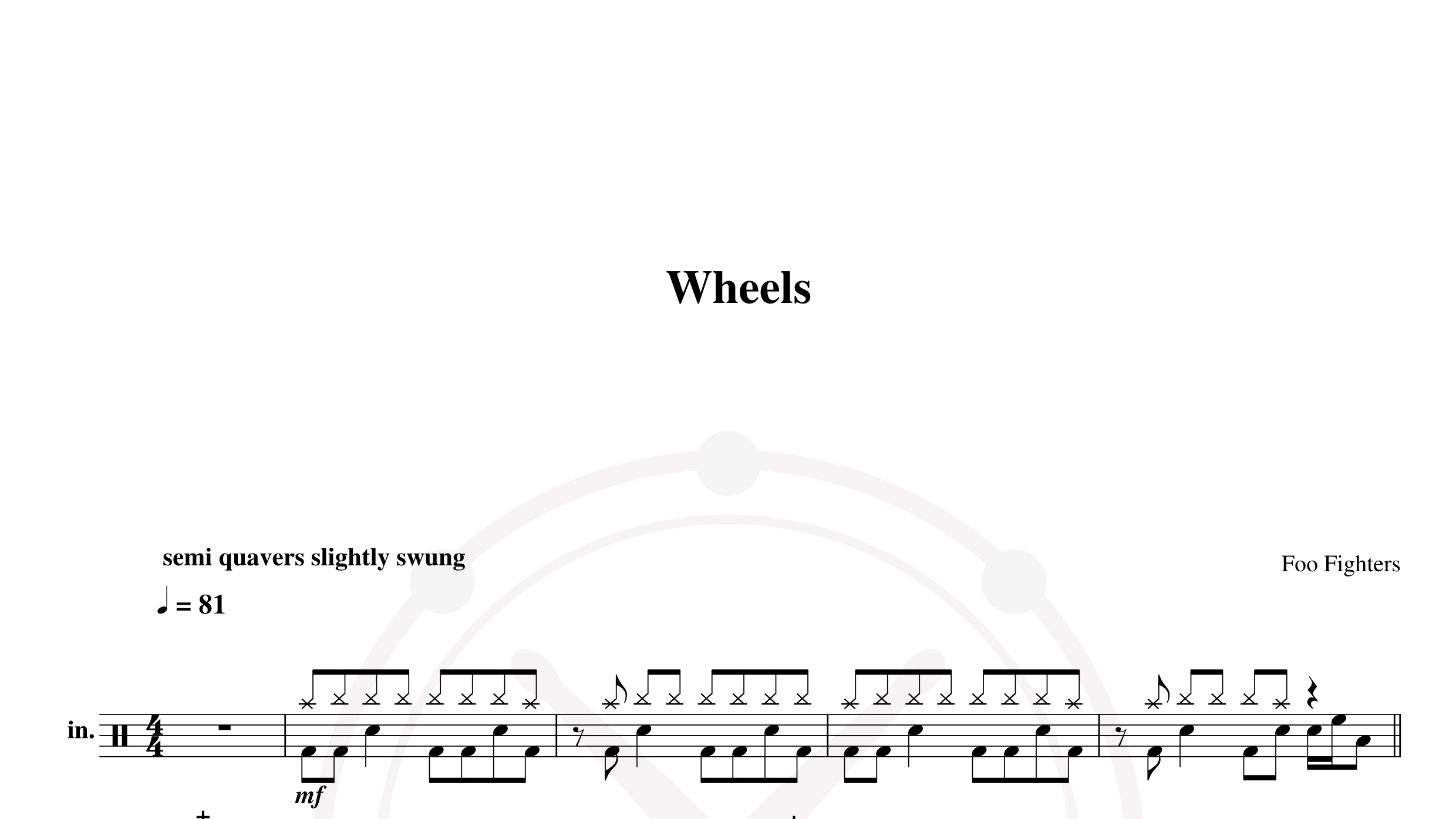 Foo Fighters – wheels鼓谱