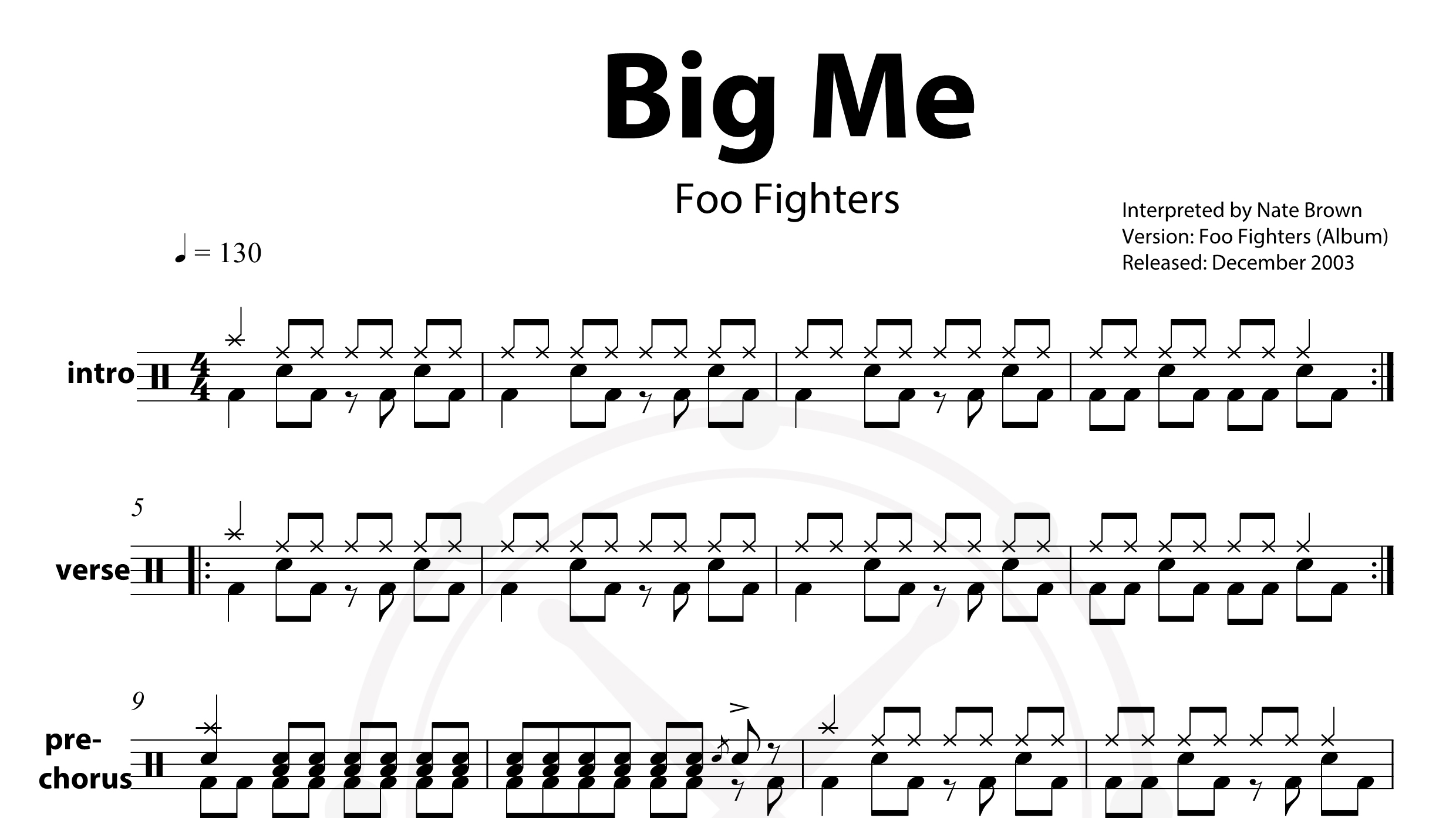 FooFighters – Big Me鼓谱