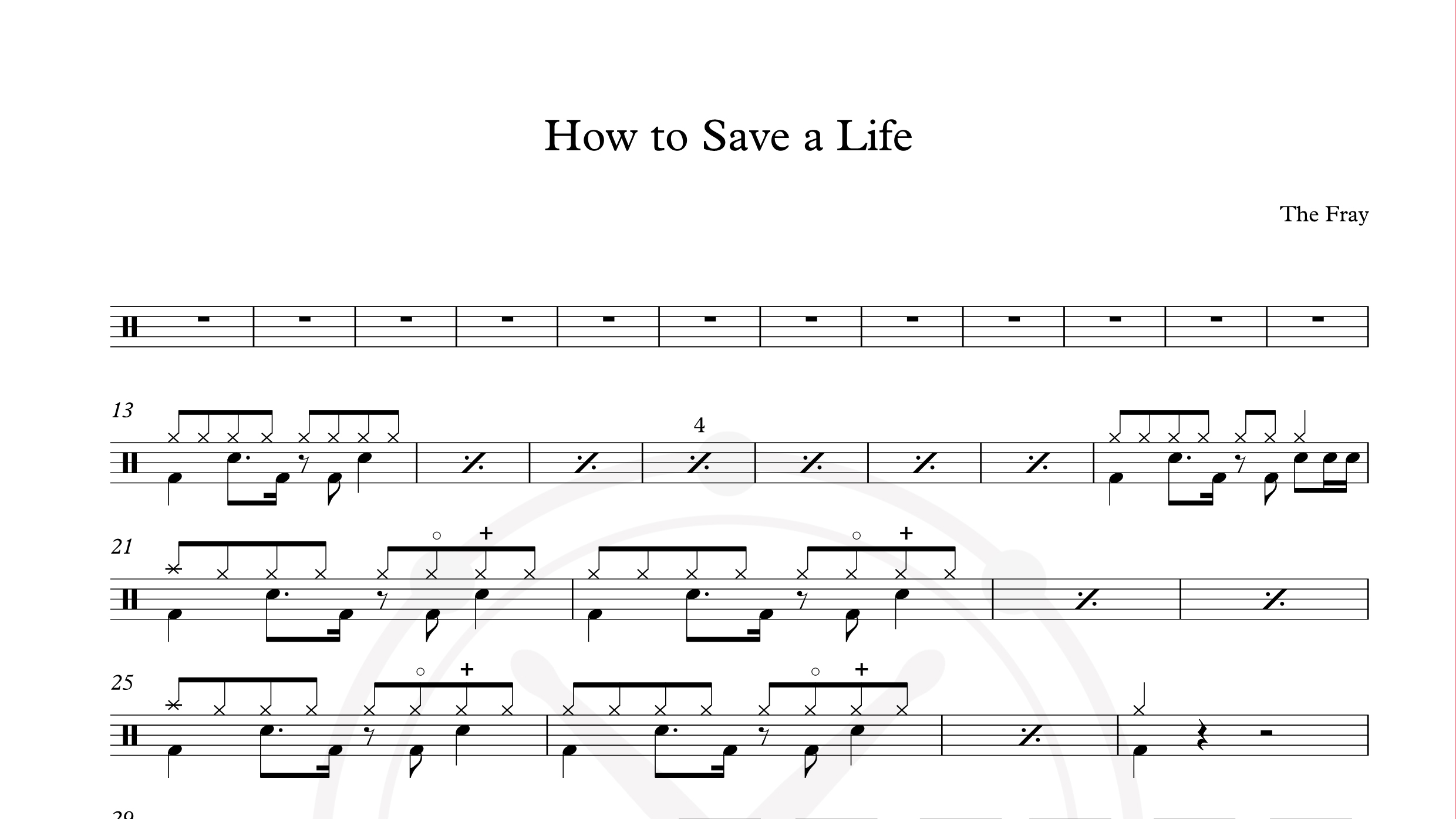 Fray – how to save a life (2)鼓谱