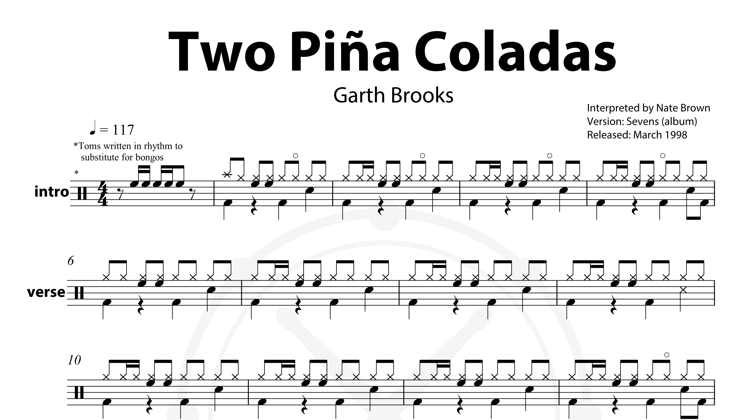 Garth Brooks – Two Pina Coladas鼓谱