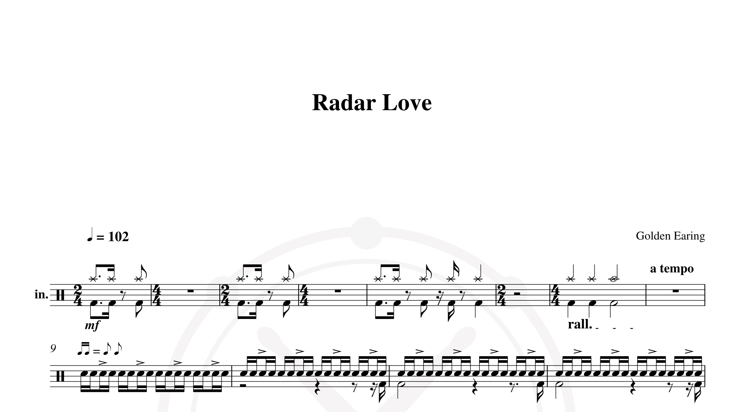 Golden Earing – radar love鼓谱