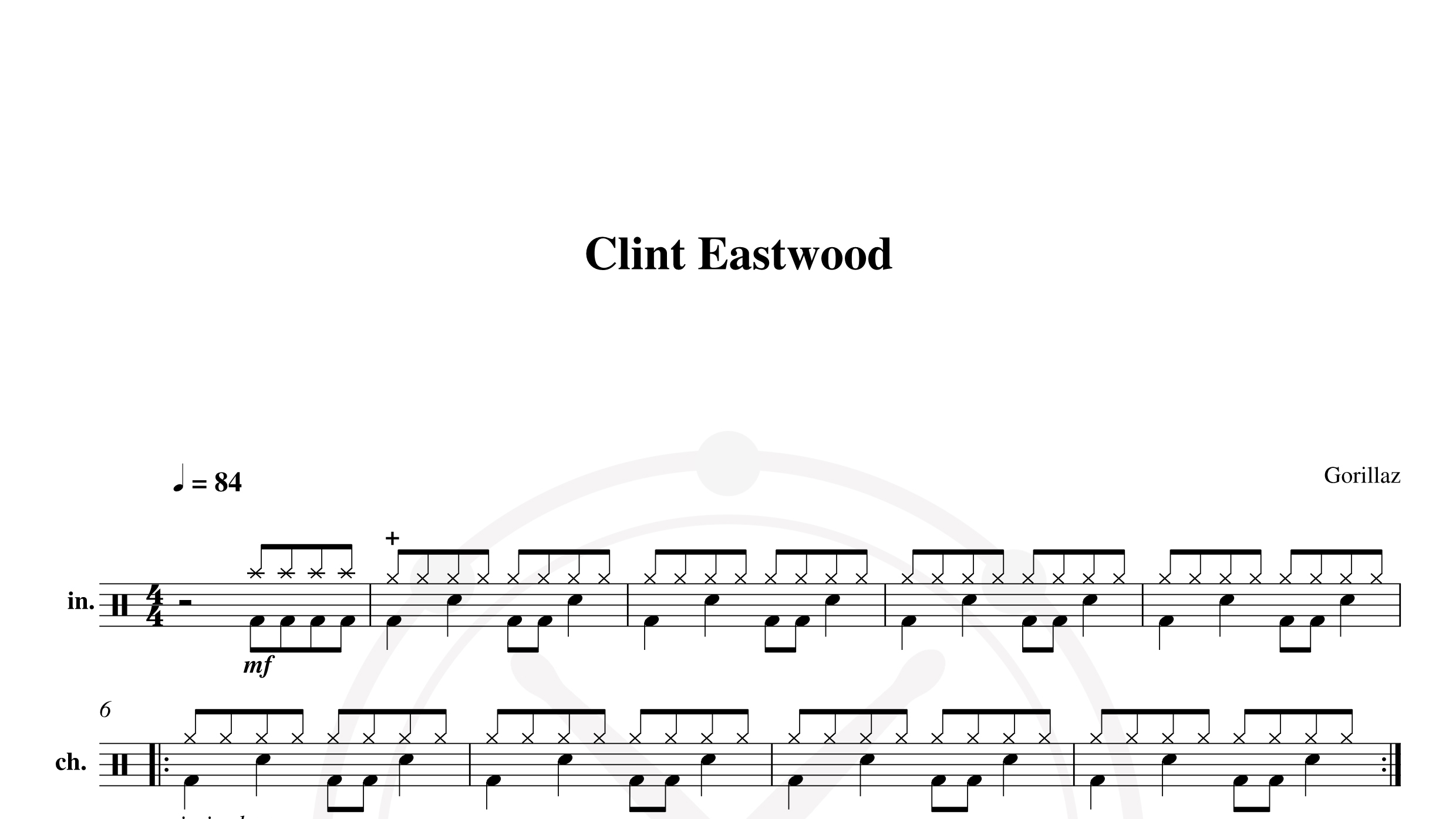 Gorillaz – Clint eastwood鼓谱