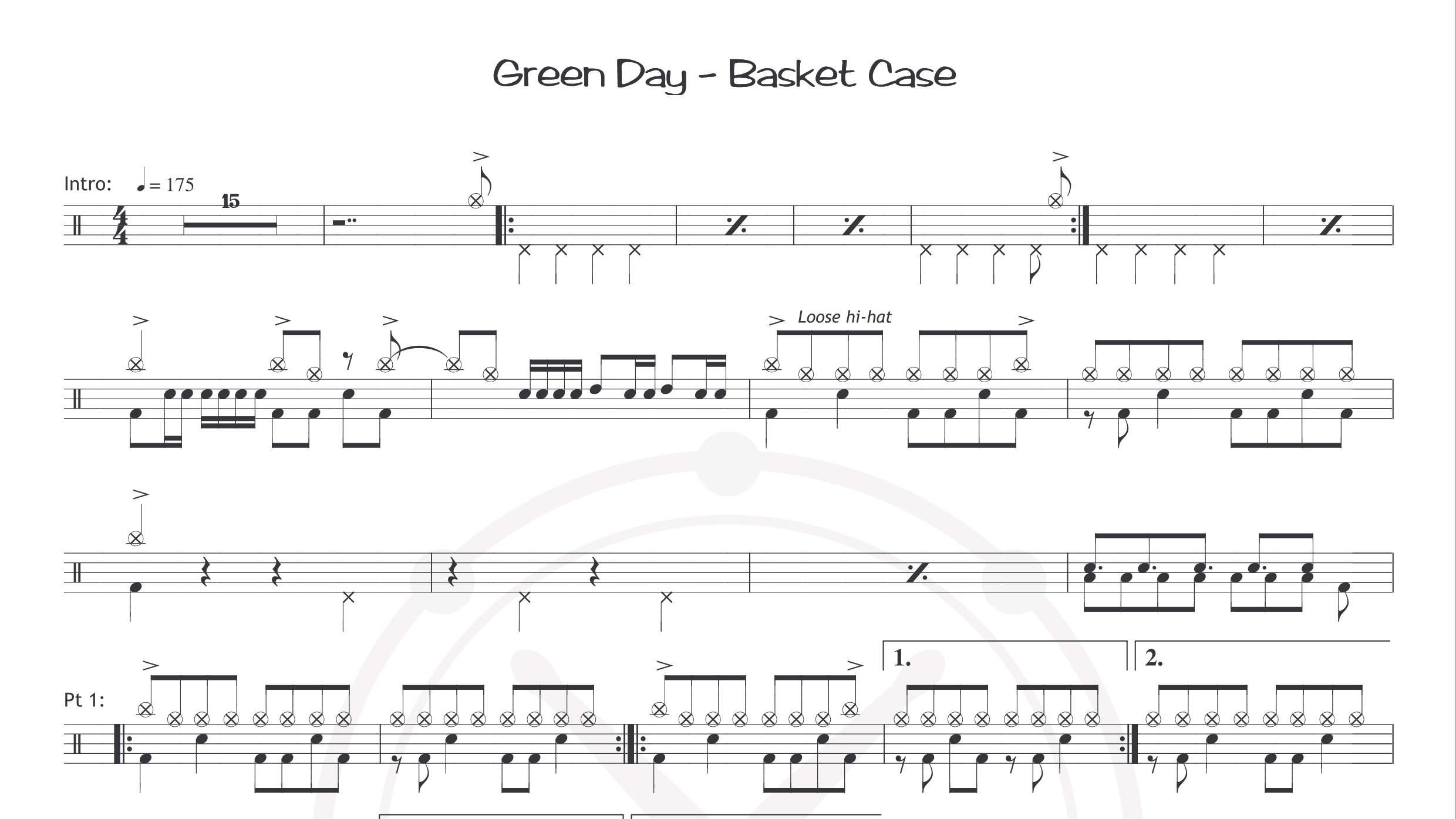 Green Day – Basket Case鼓谱