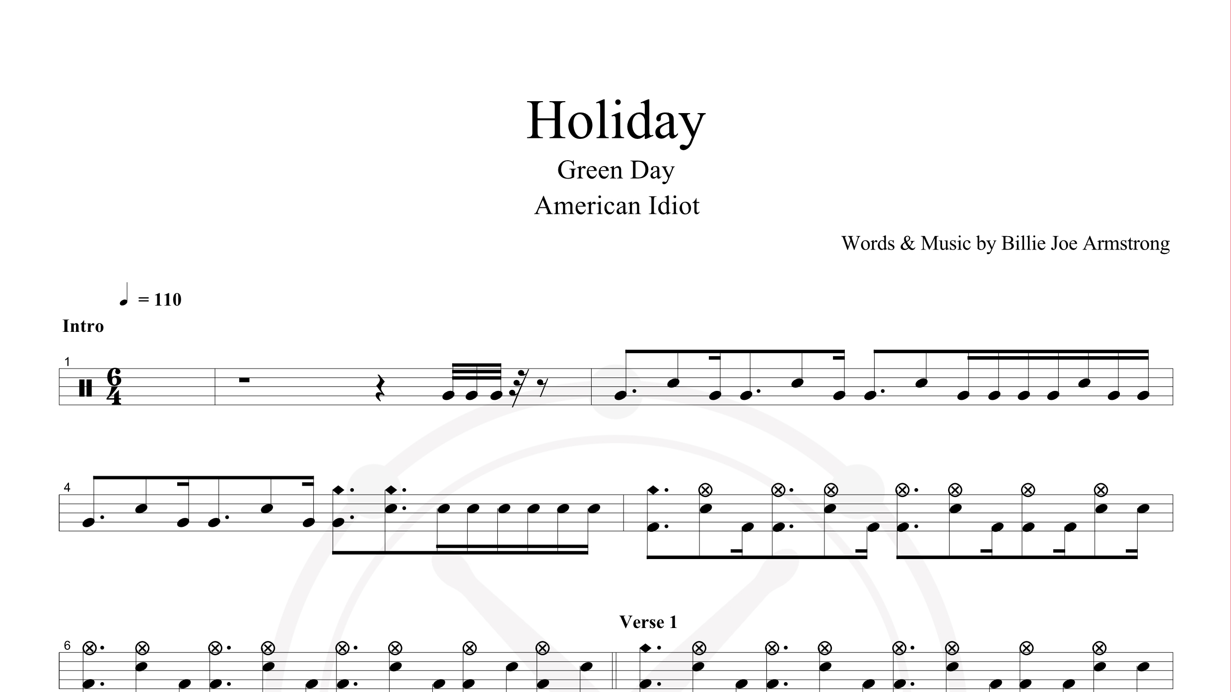 Green Day – Holiday鼓谱
