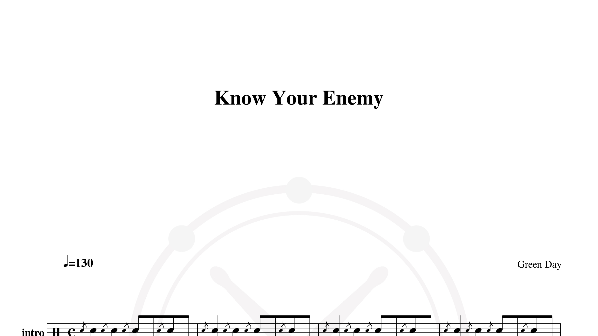 Green Day – Know your enemy鼓谱