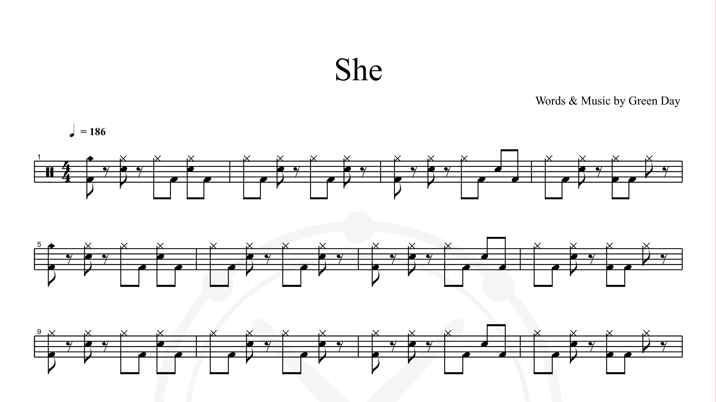 Green Day – She鼓谱