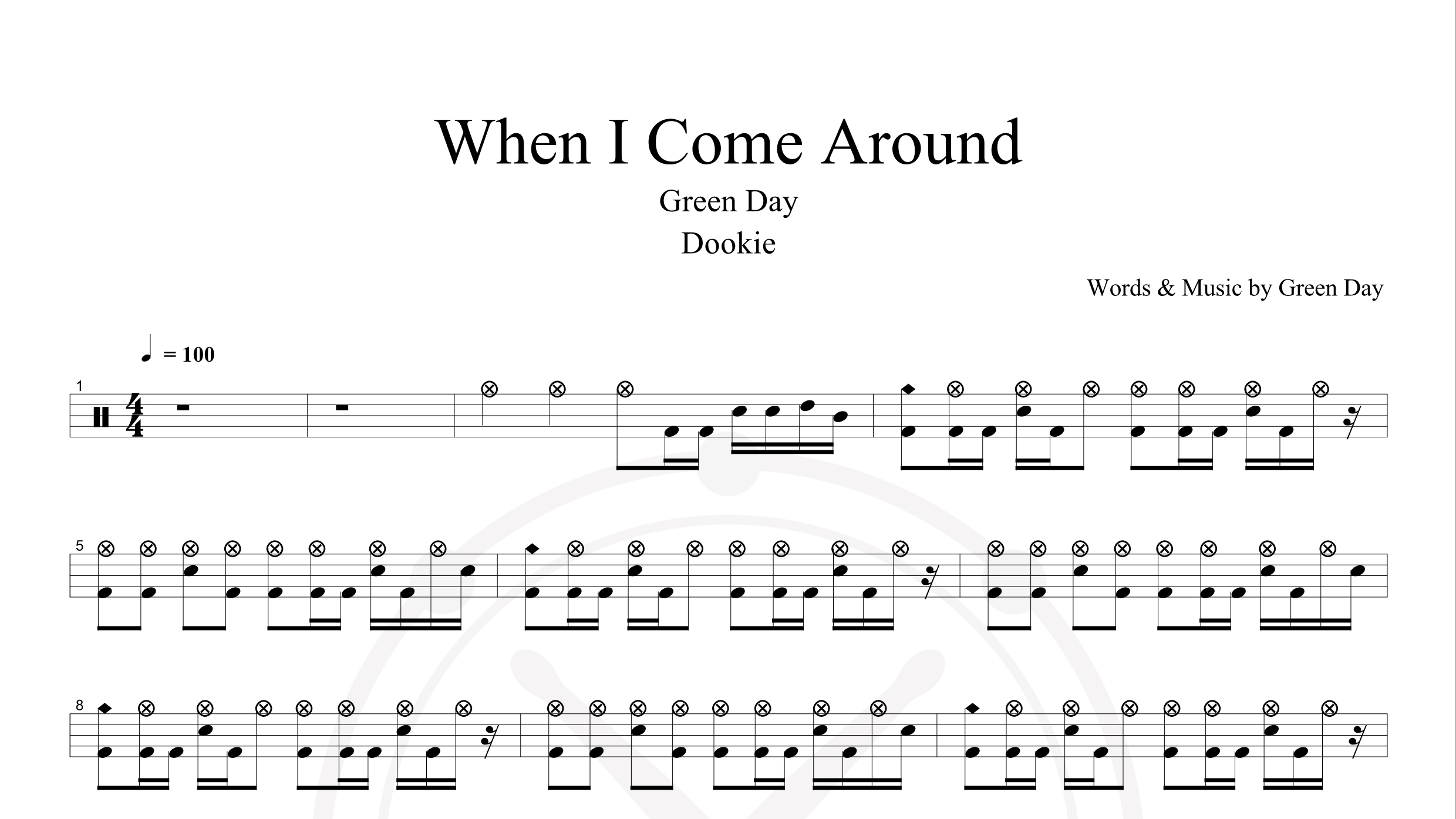 Green Day – When I Come Around鼓谱