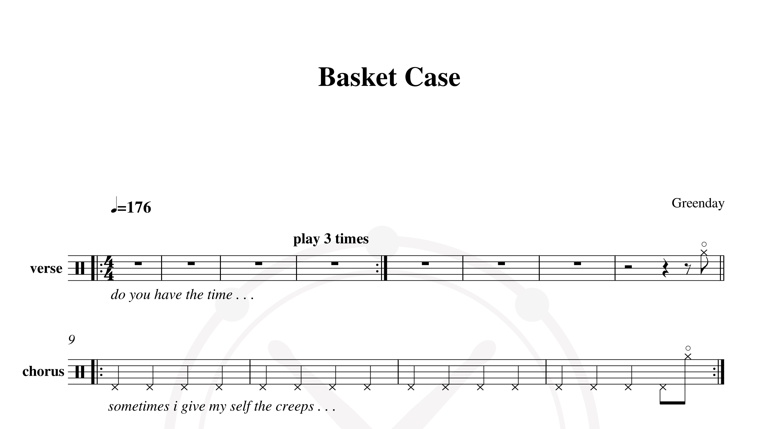 Green day – Basket case (2)鼓谱