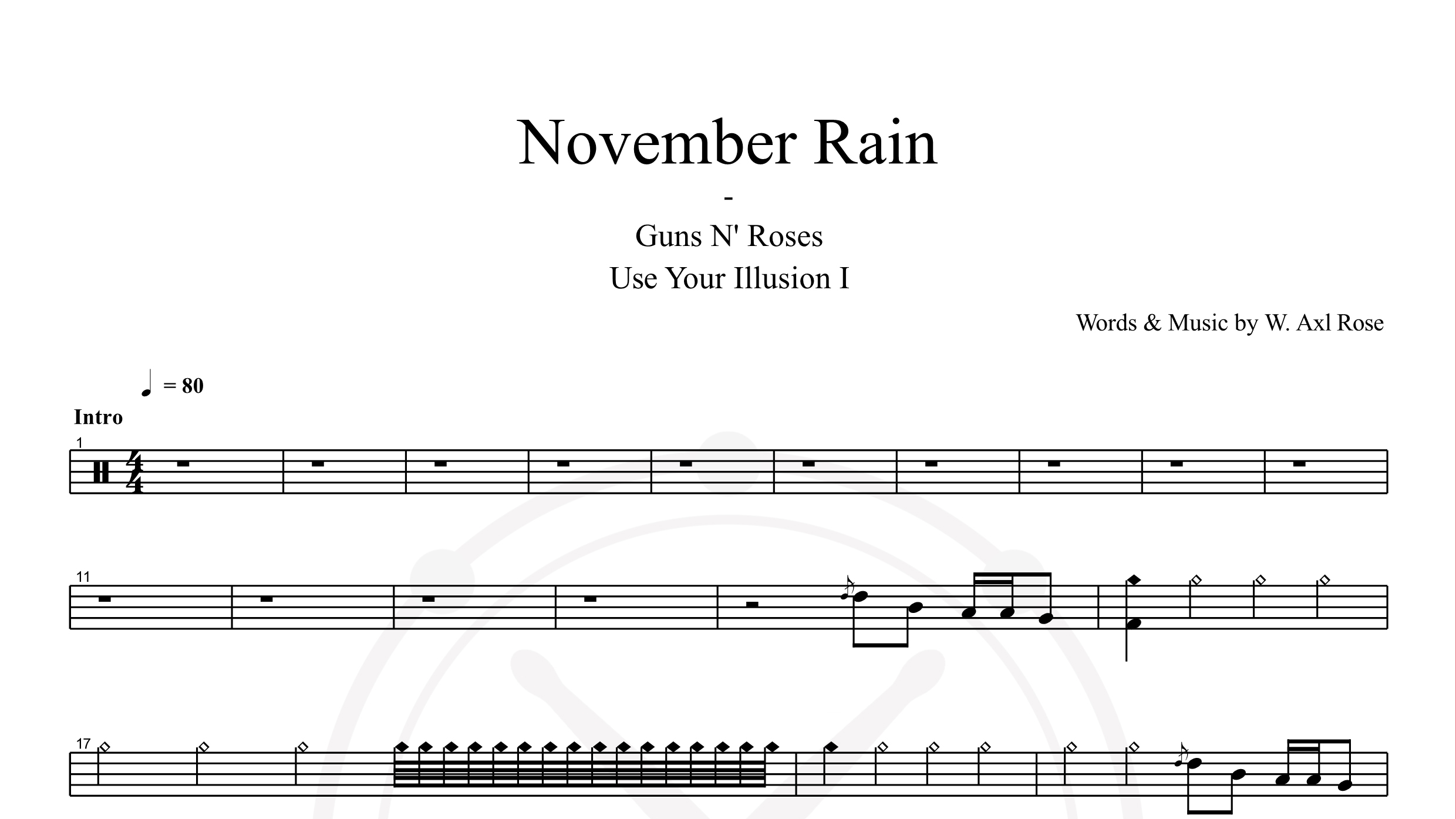 Guns N’ Roses – November Rain鼓谱