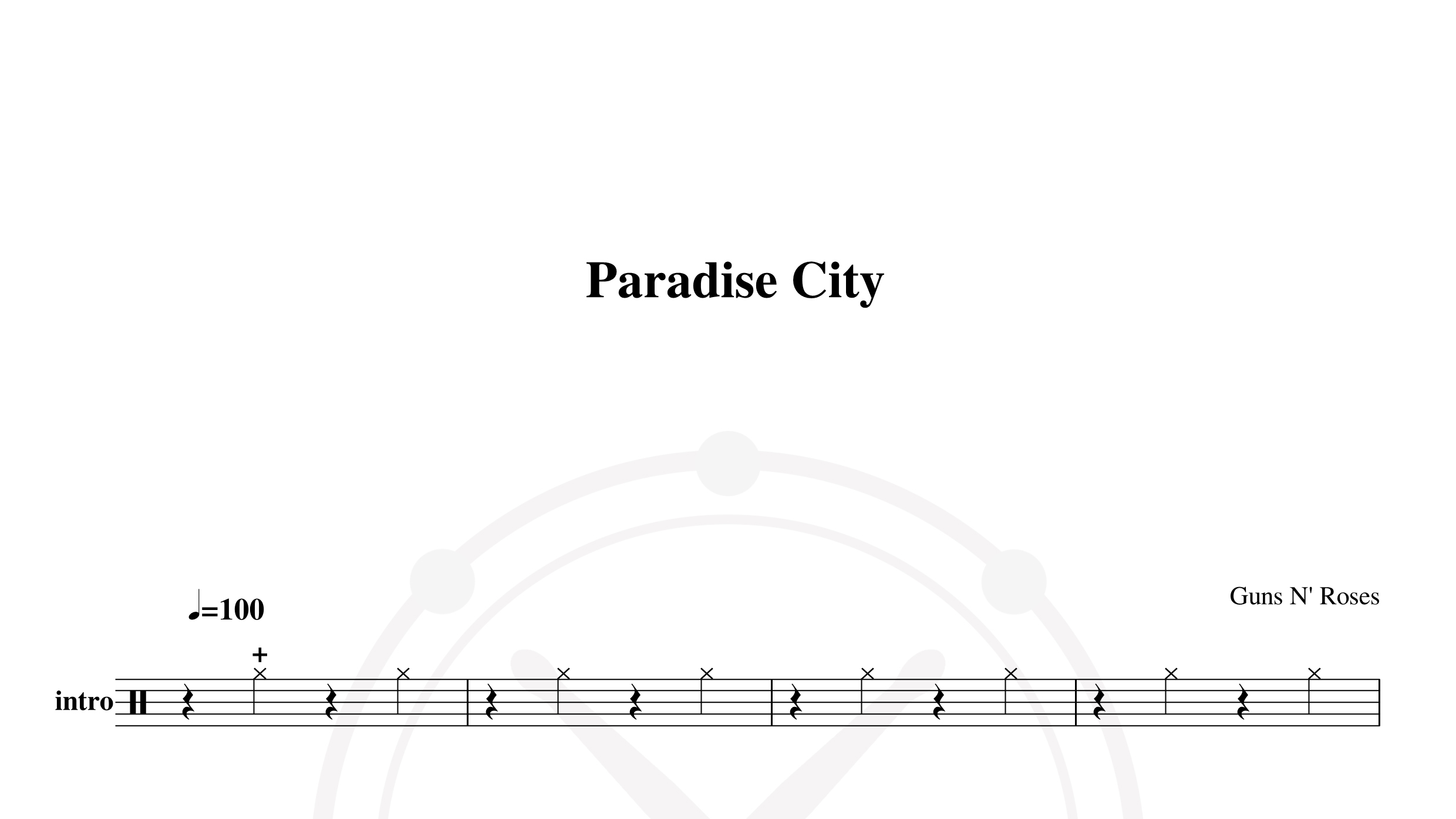 Guns N’ Roses – Paradise City鼓谱