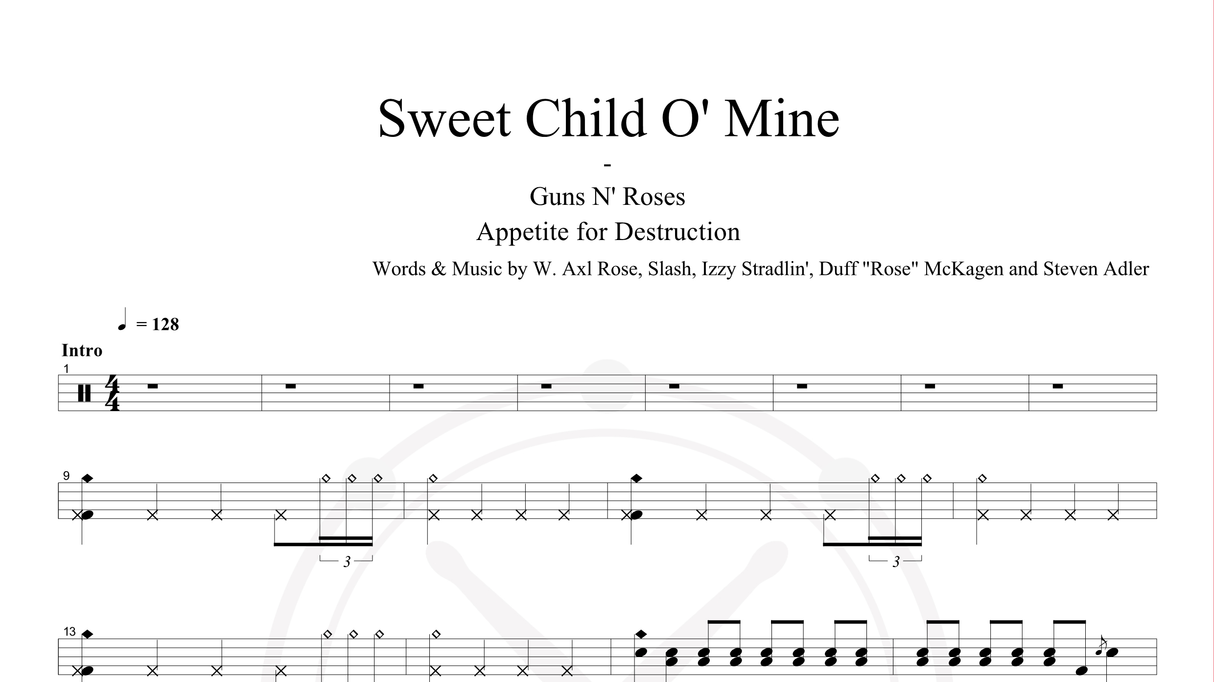 Guns N’ Roses – Sweet Child O’ Mine2鼓谱