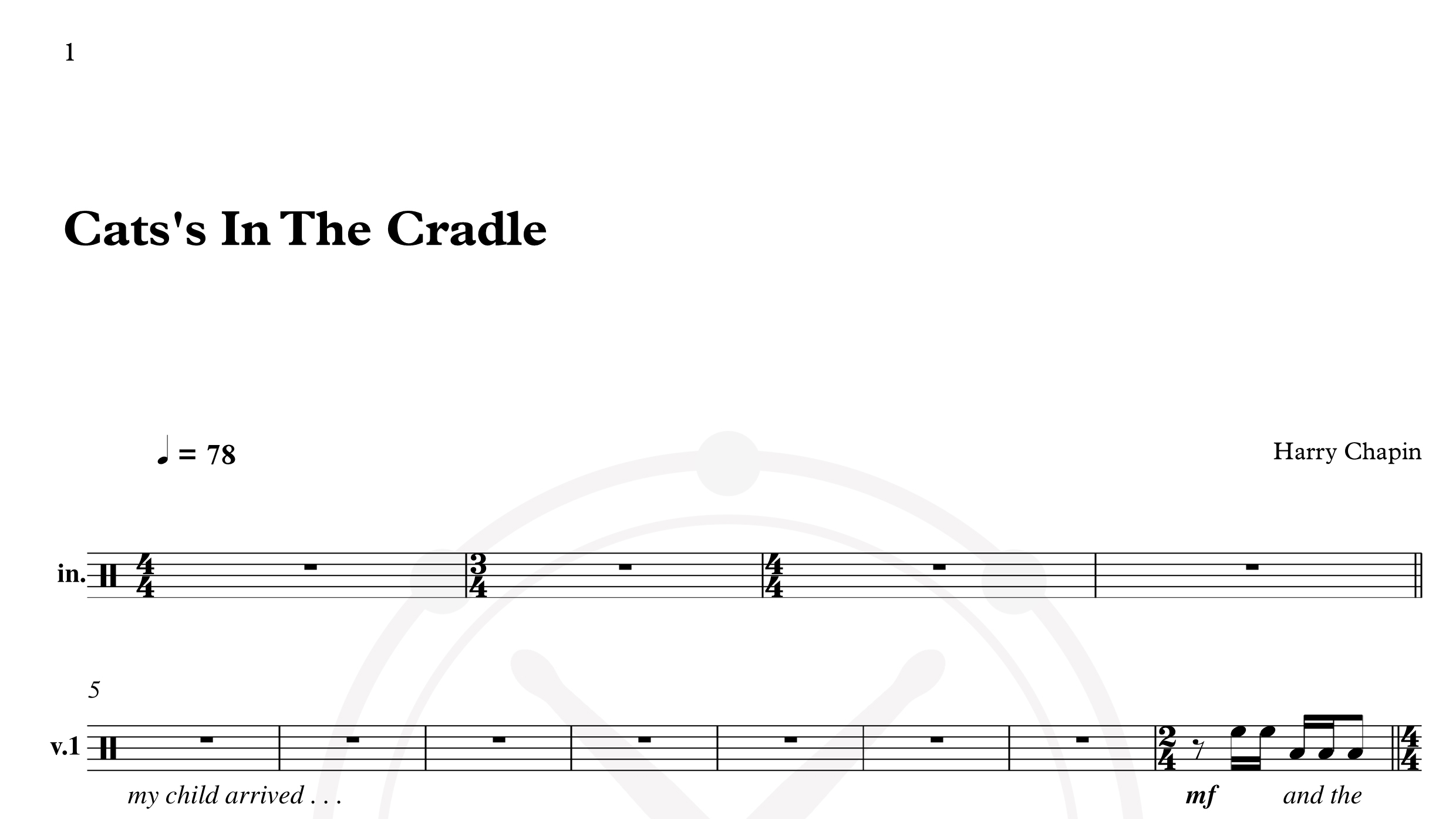 Harry Chapin – Cats In The Cradle鼓谱