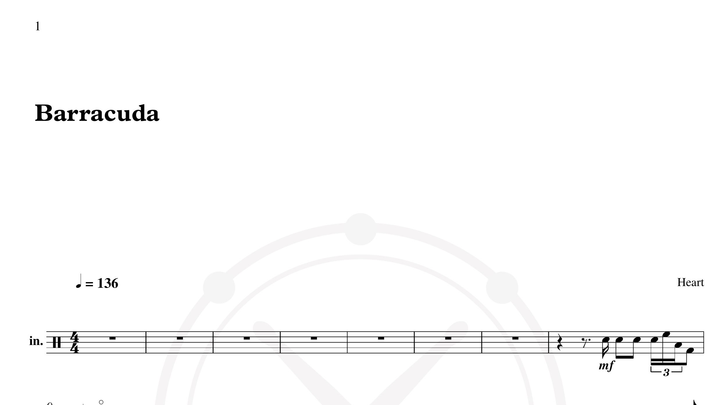 Heart – Barracuda鼓谱