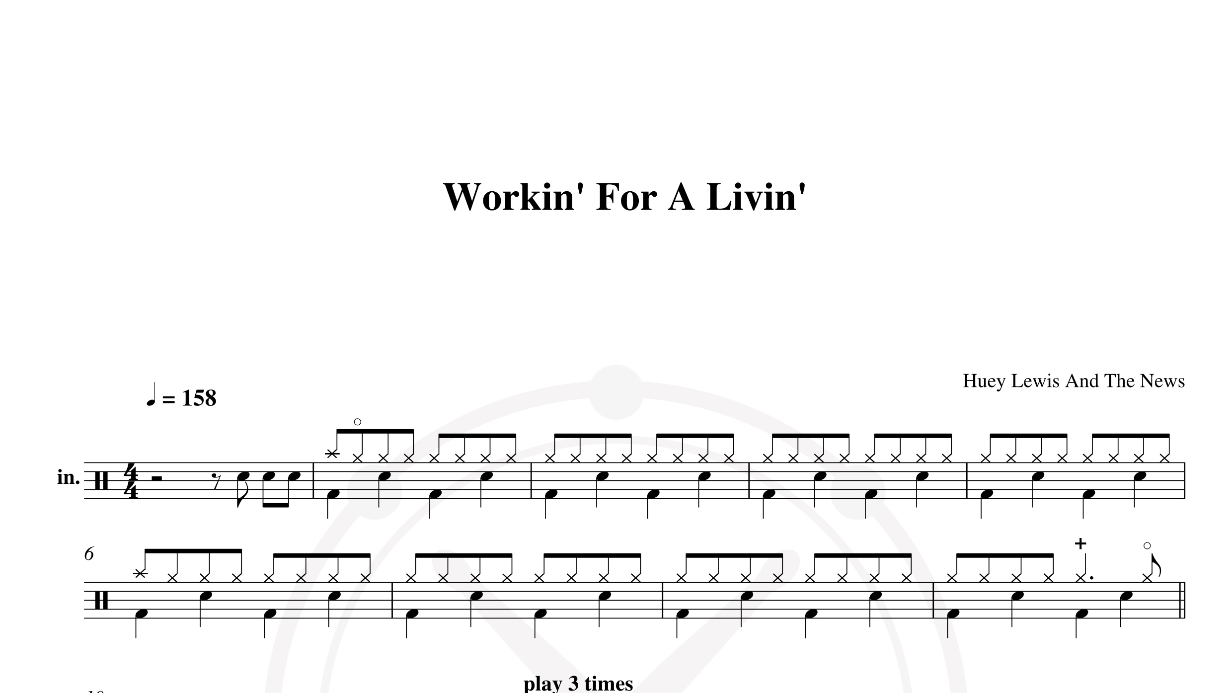 Huey Lewis And The News – workin for a livin鼓谱