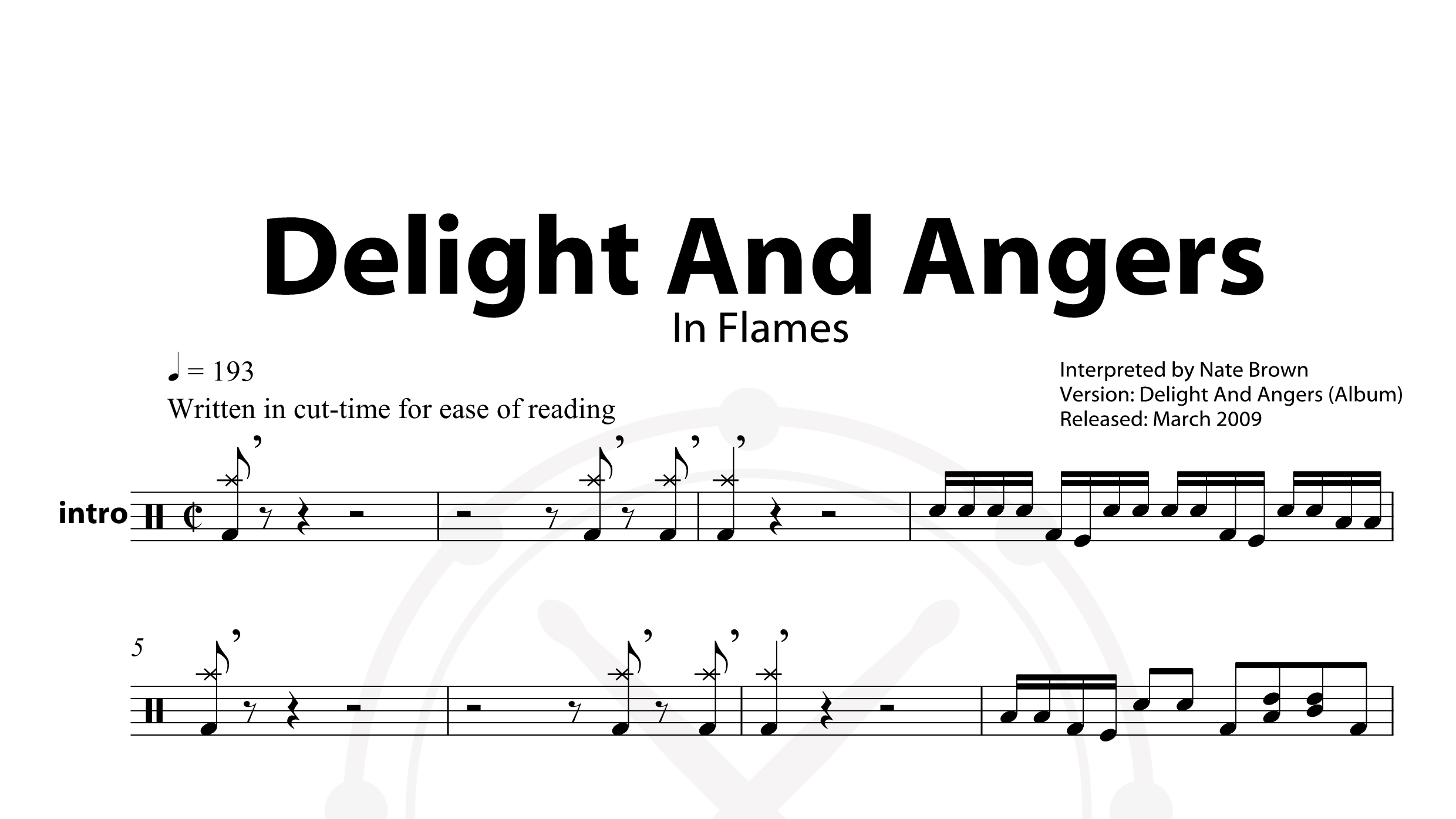 In Flames – Delight And Angers鼓谱