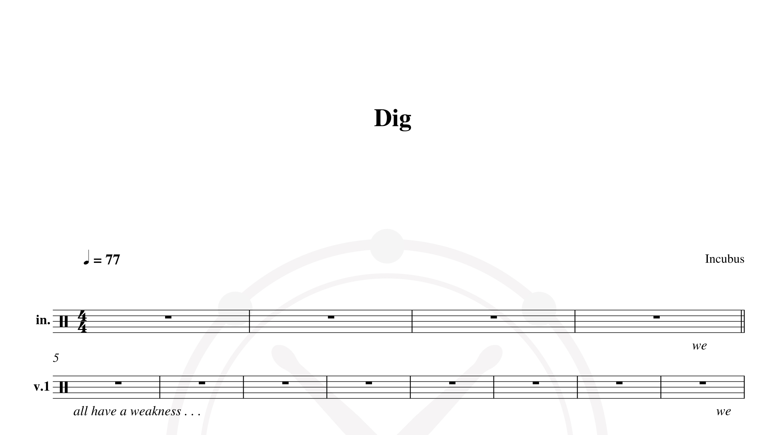 Incubus – Dig鼓谱