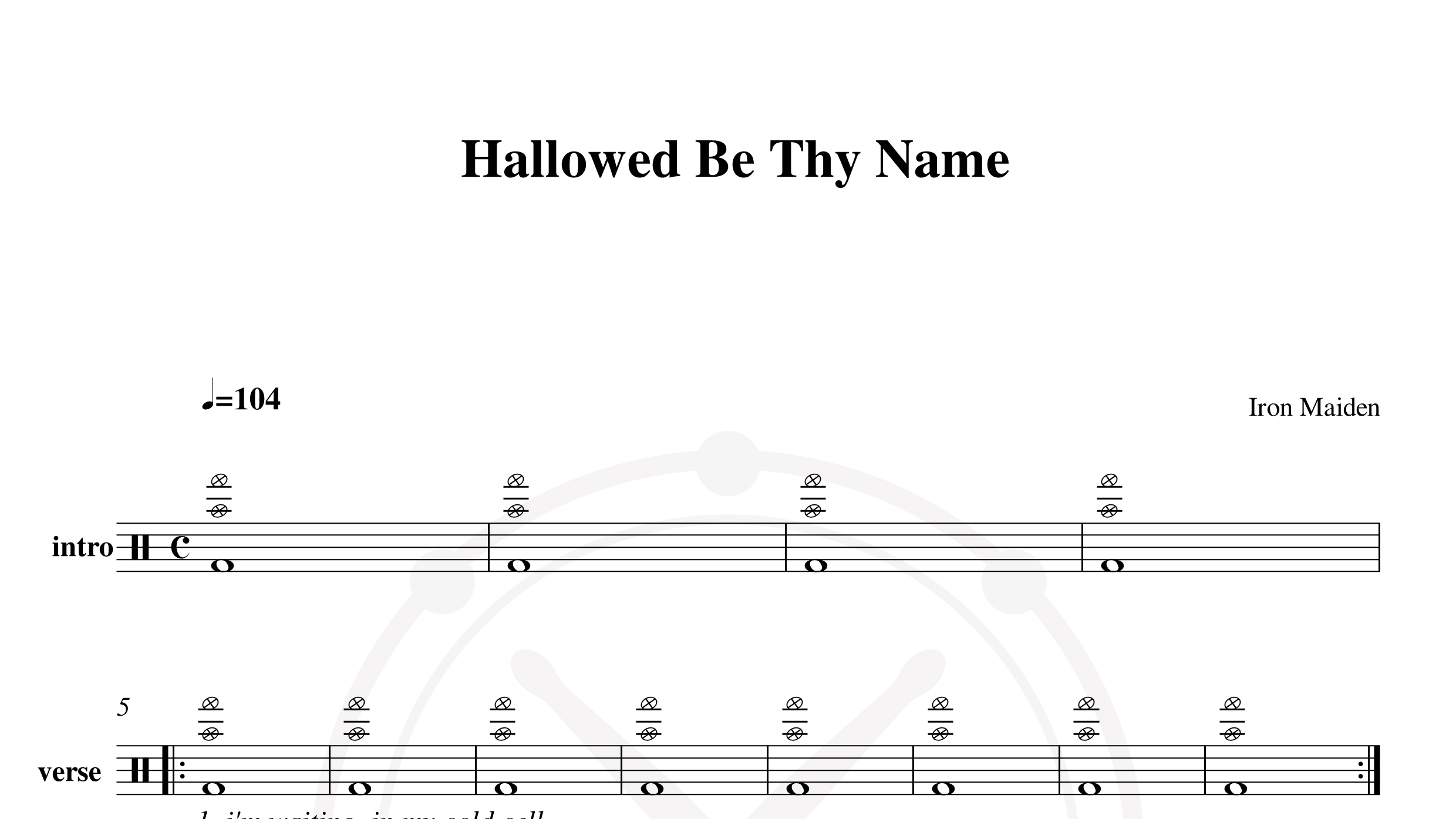 Iron Maiden – Hallowed Be Thy Name鼓谱