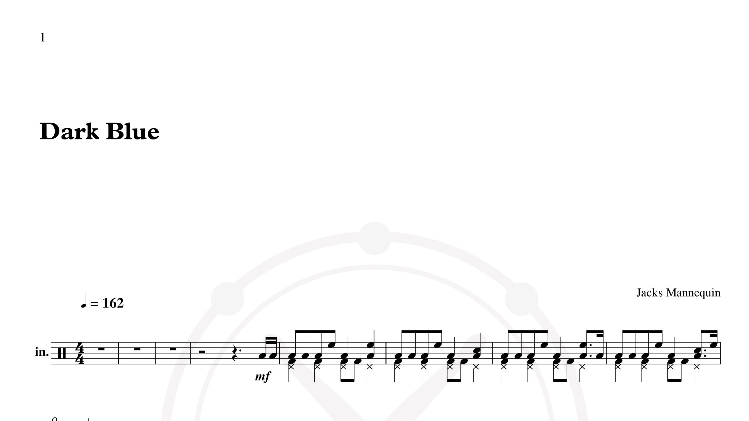 Jacks Mannequin – Dark blue鼓谱