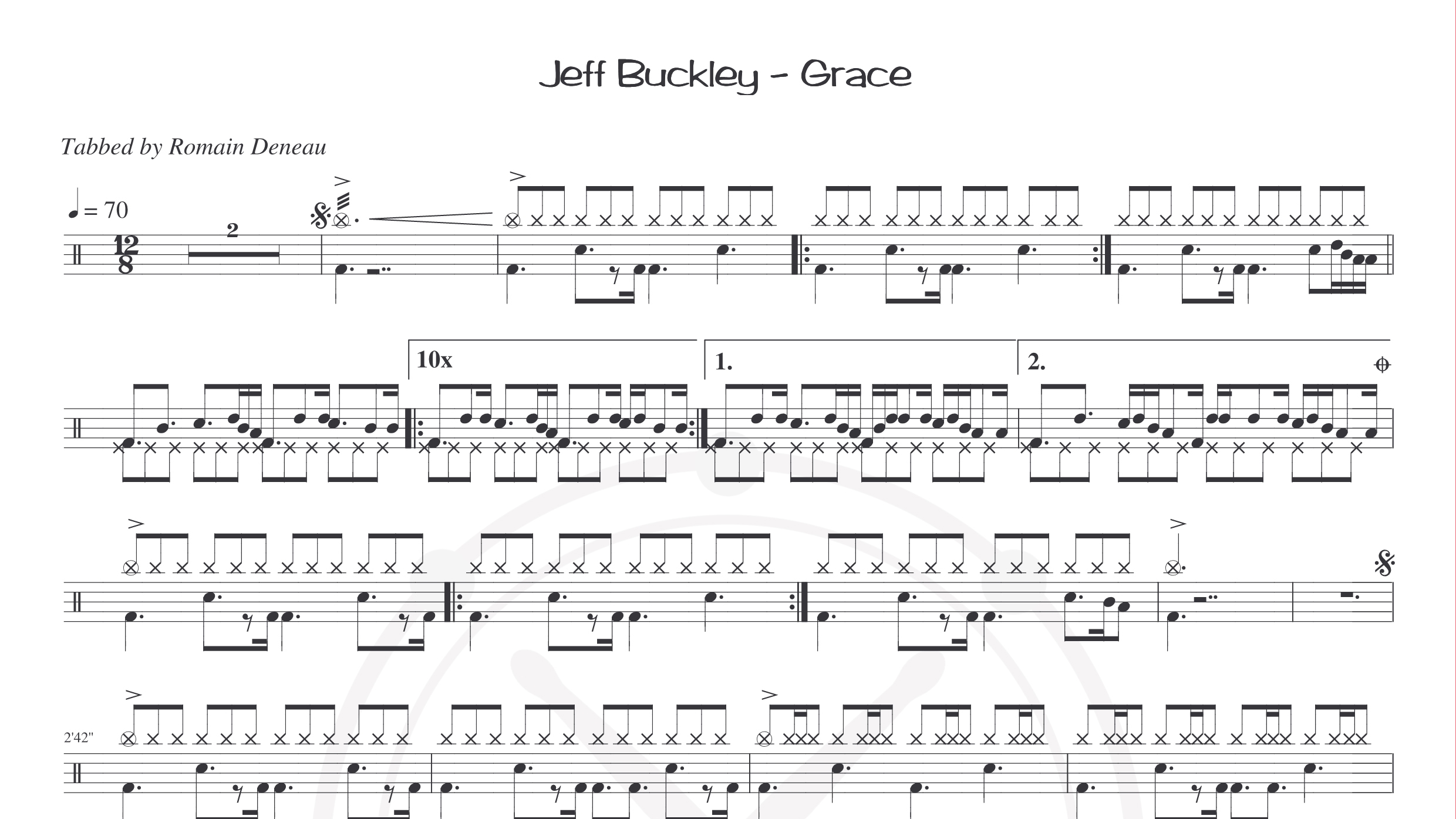 Jeff Buckley – Grace鼓谱