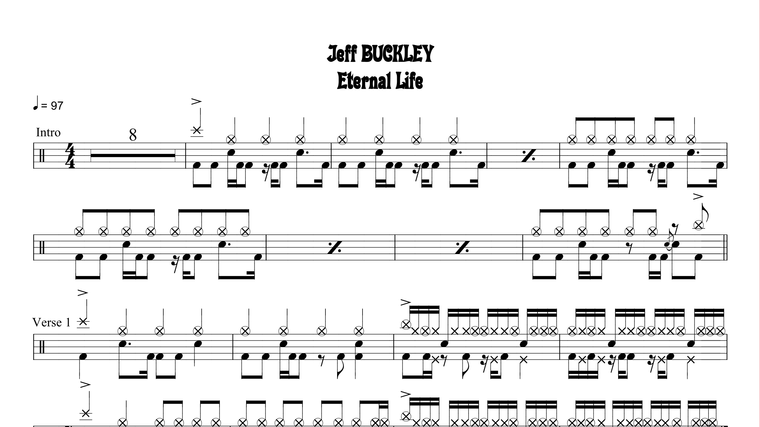Jeff buckley – eternal life鼓谱