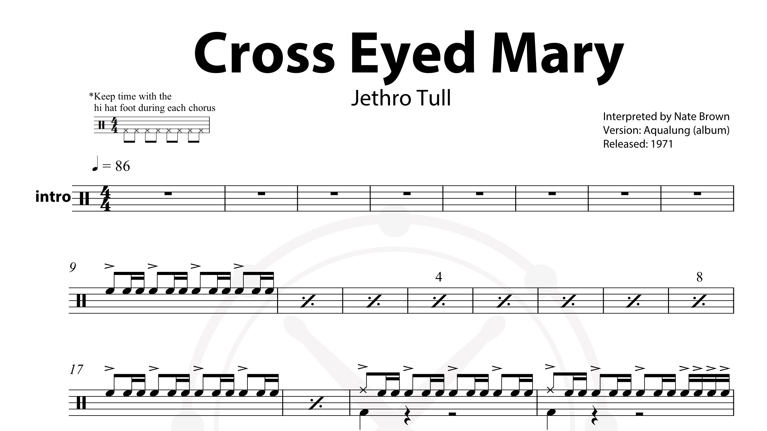 Jethro Tull – Cross Eyed Mary鼓谱
