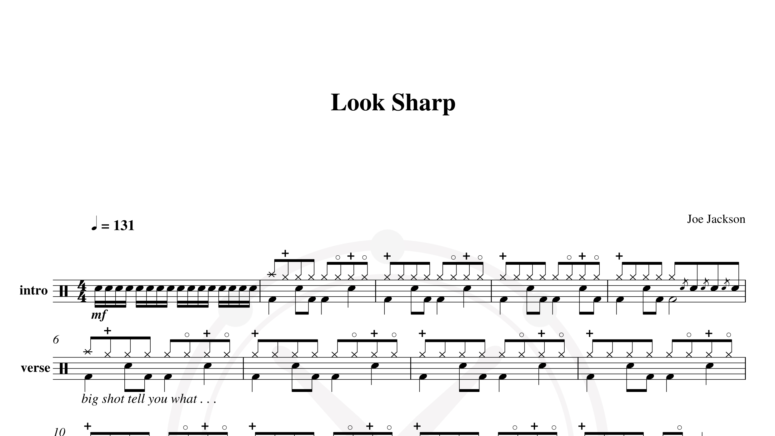 Joe Jackson – look sharp鼓谱
