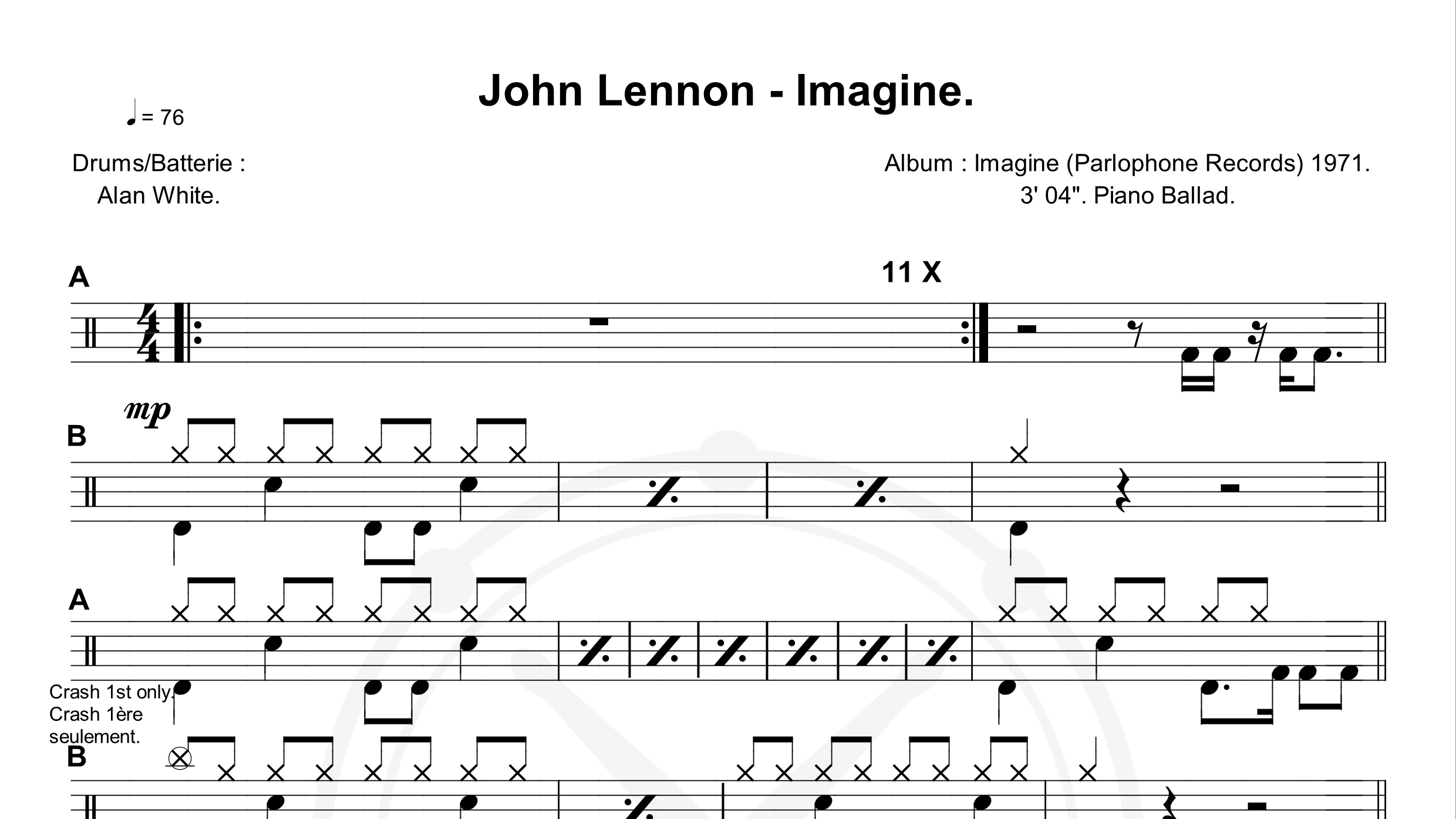 John Lennon – Imagine鼓谱
