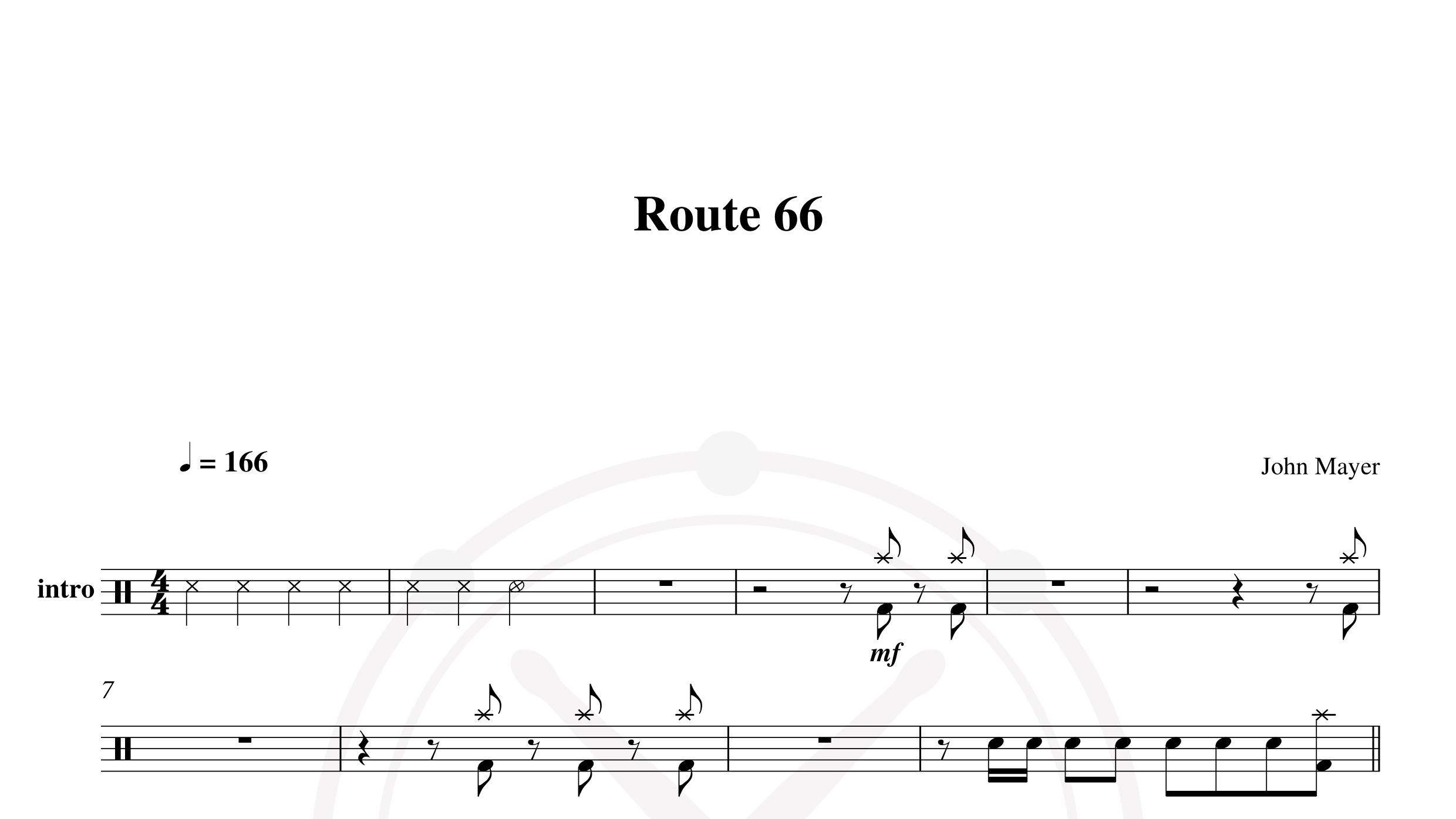 John Mayer – route 66鼓谱