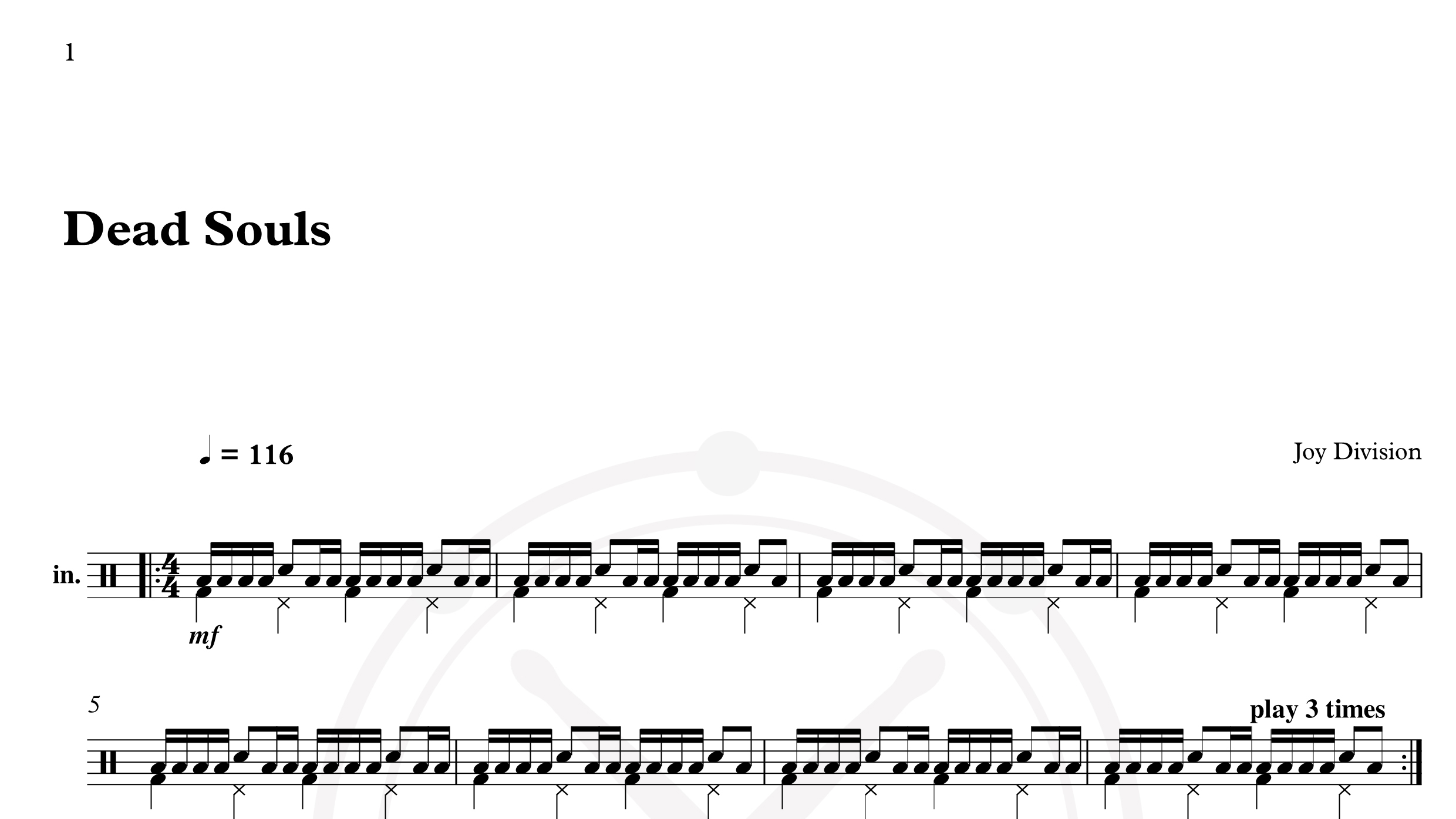 Joy Division – Dead Souls鼓谱