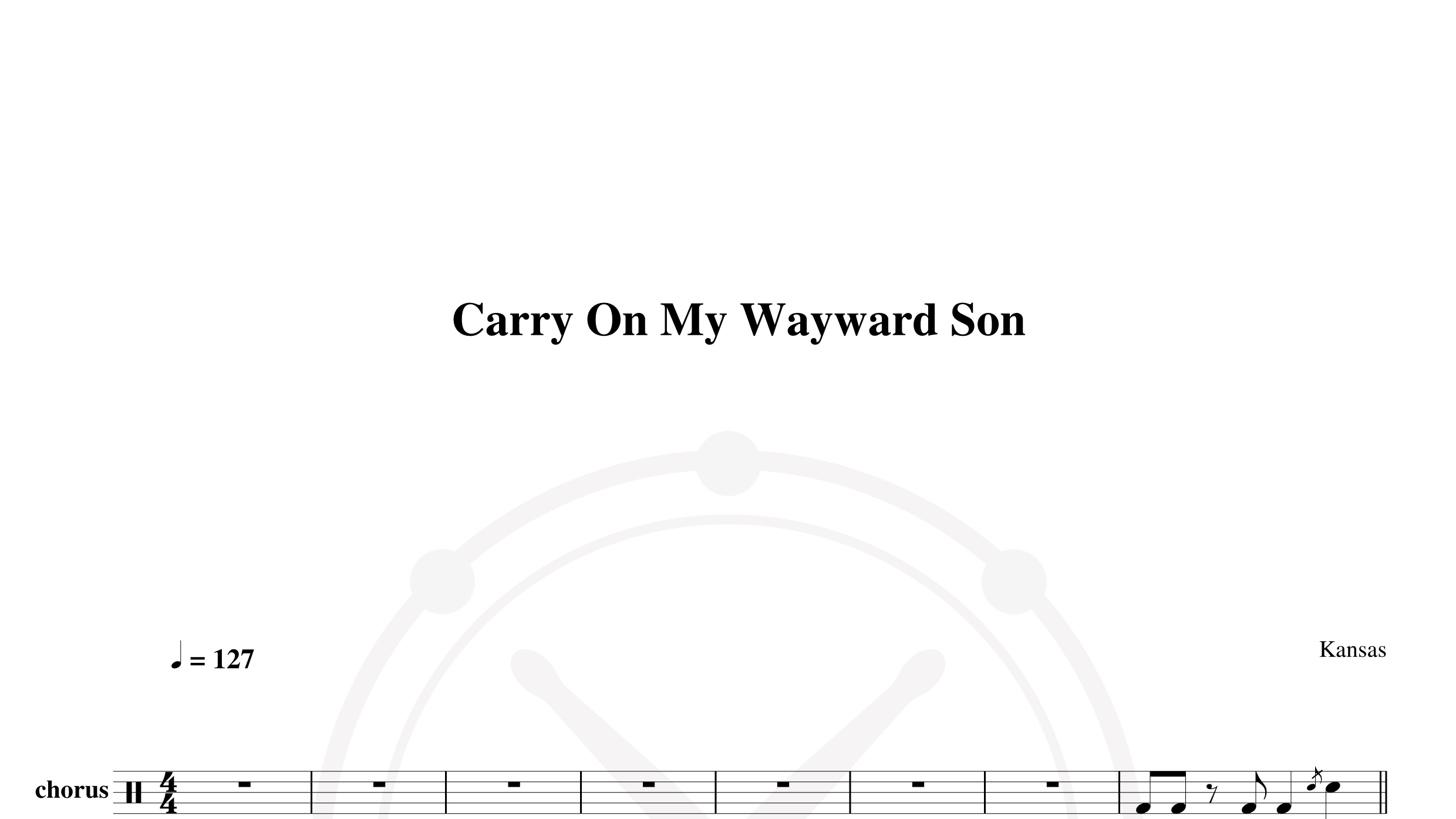 Kansas – Carry on my wayward son鼓谱