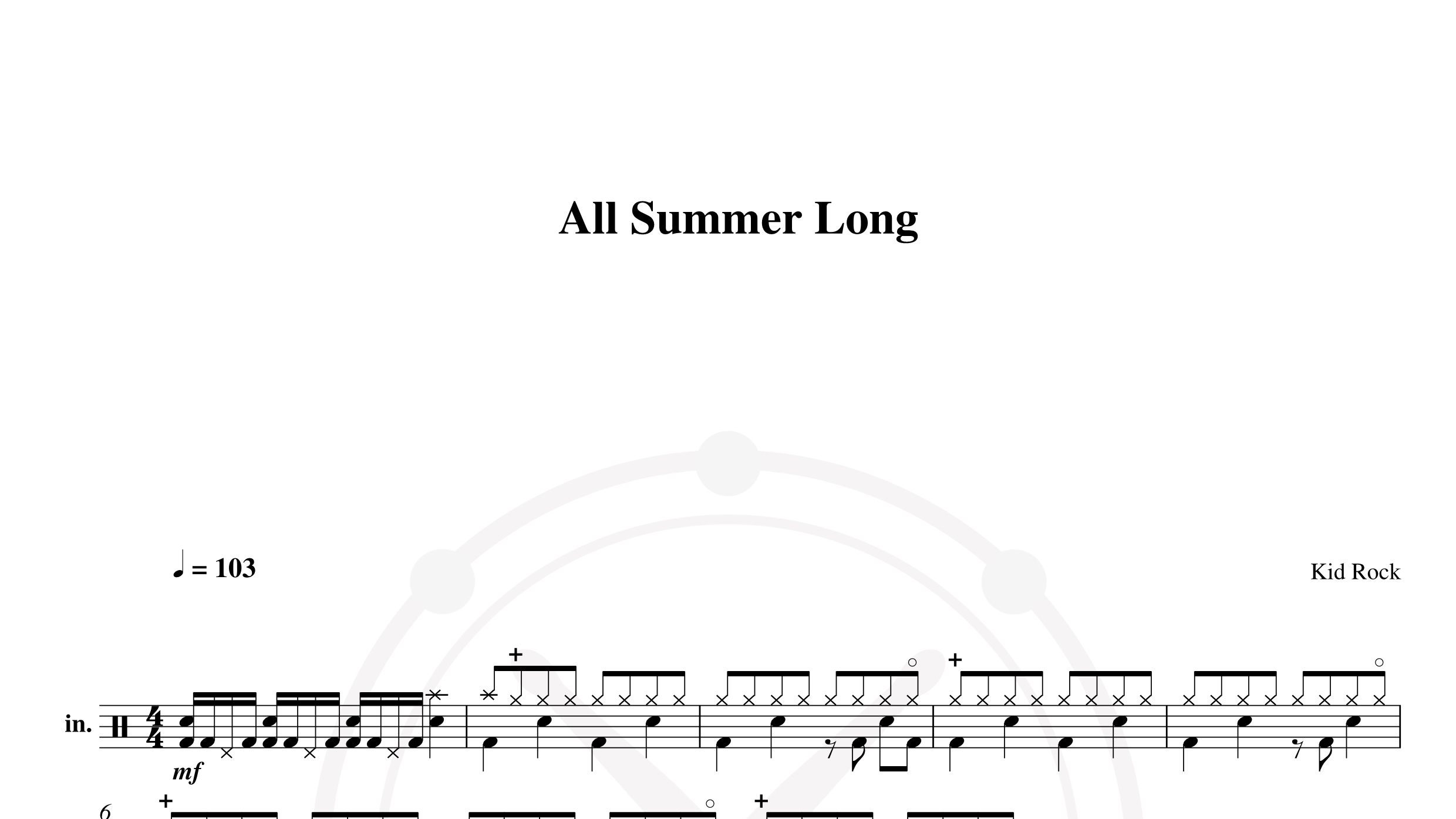 Kid Rock – All summer long鼓谱