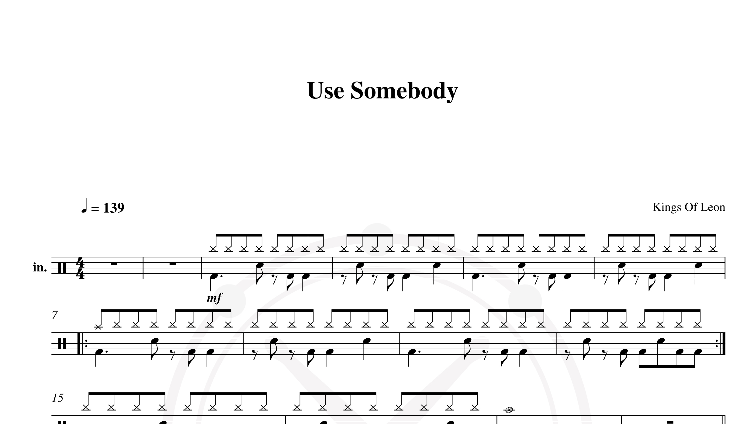 Kings Of Leon – Use Somebody鼓谱
