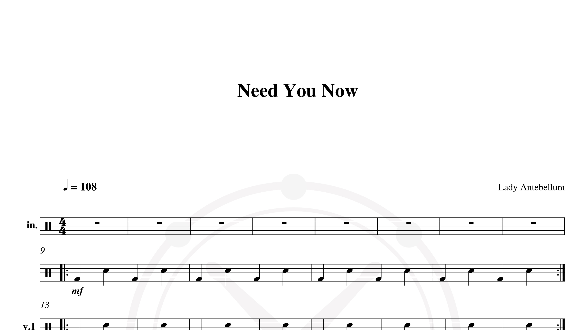 Lady Antebellum – need you now (2)鼓谱