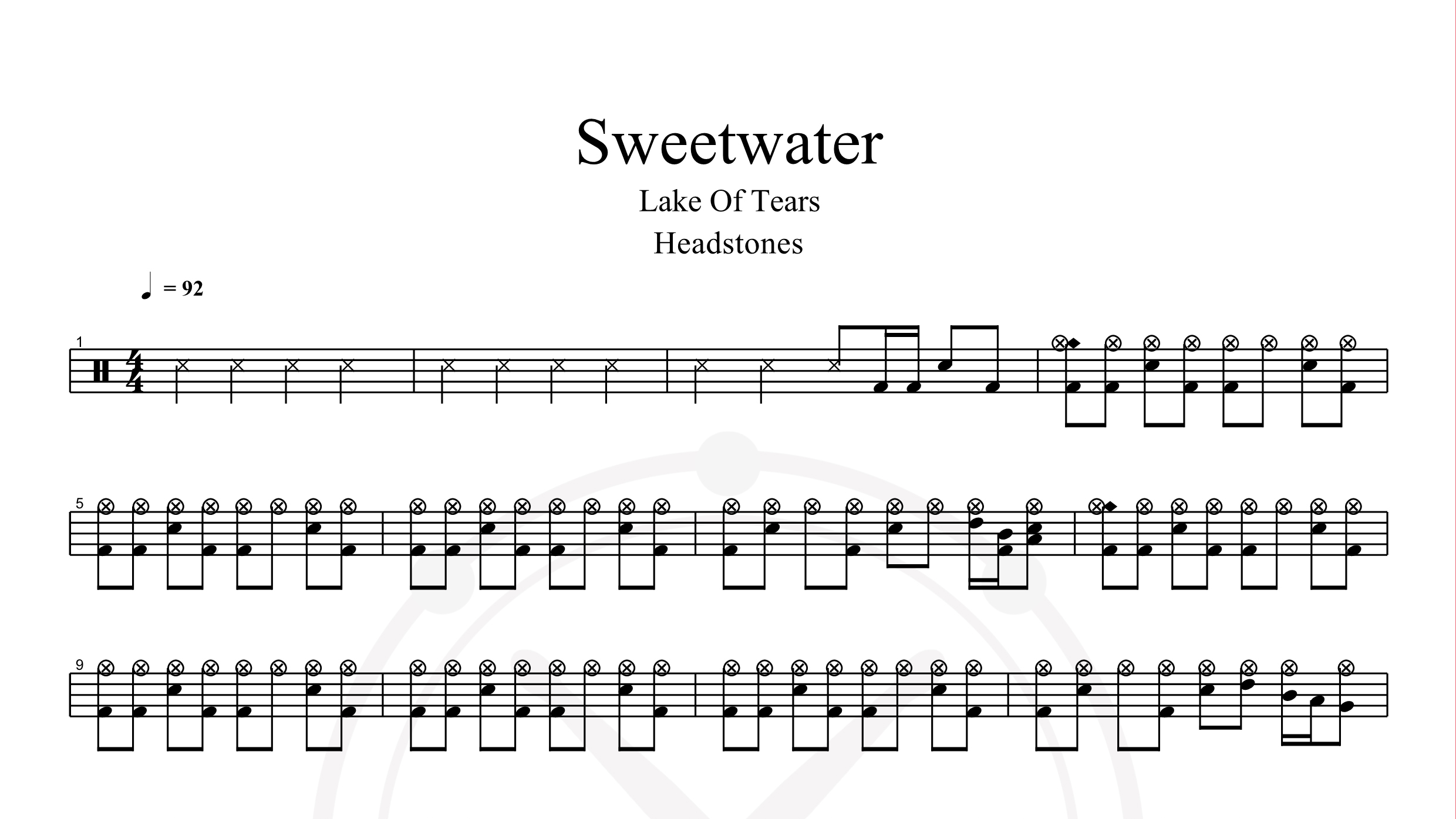 Lake Of Tears – Sweetwater鼓谱