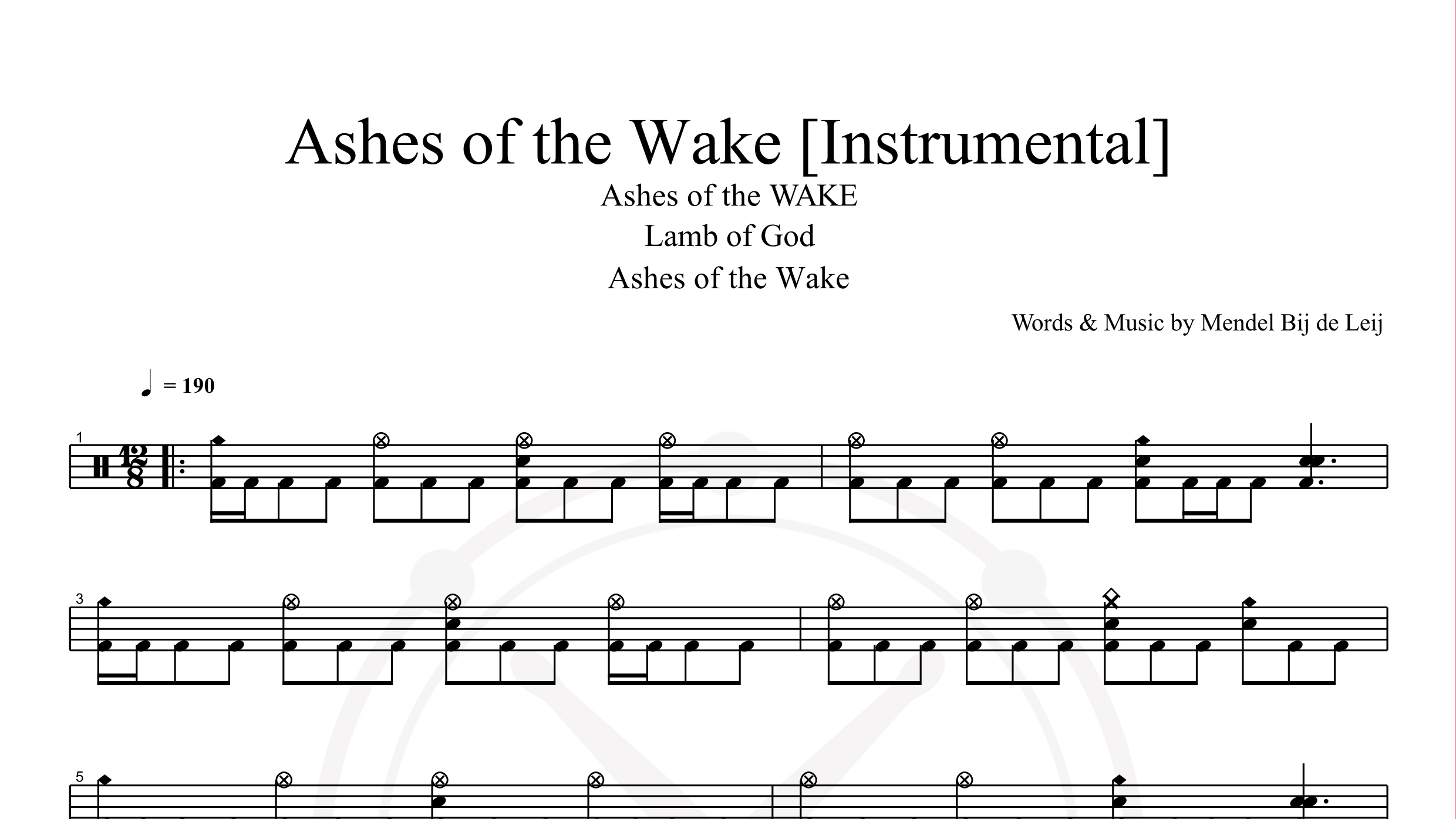 Lamb of God – Ashes Of The Wake鼓谱