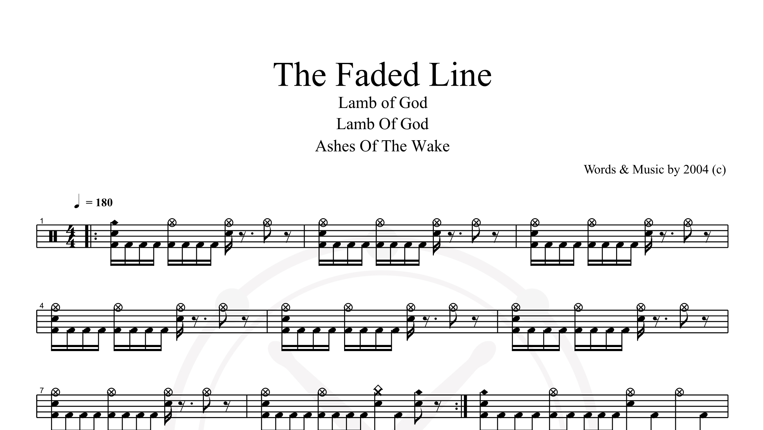 Lamb of God – The Faded Line鼓谱